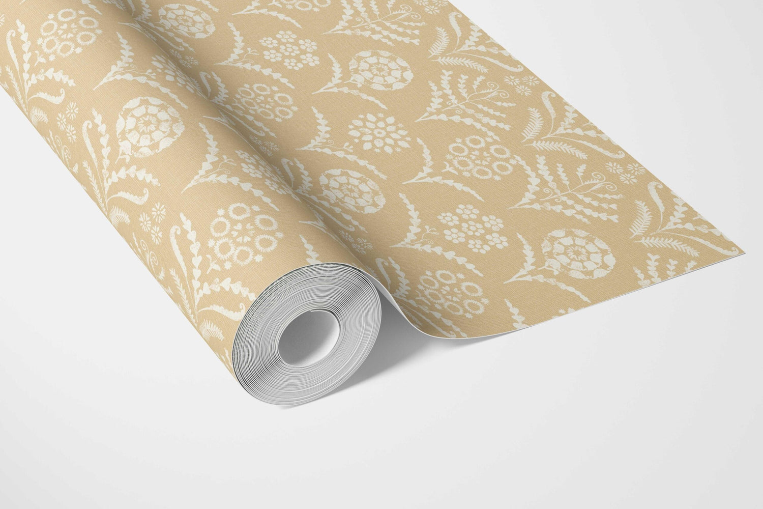 Modern Floral Botanical Bathroom Wallpaper (Yellow/ White)