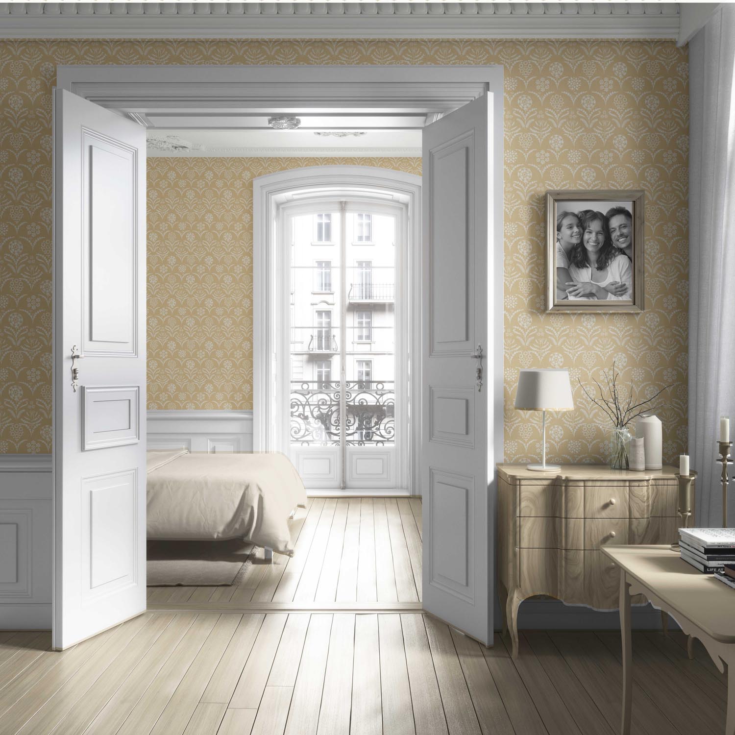 Modern Floral Botanical Living Room Wallpaper (Yellow/ White)