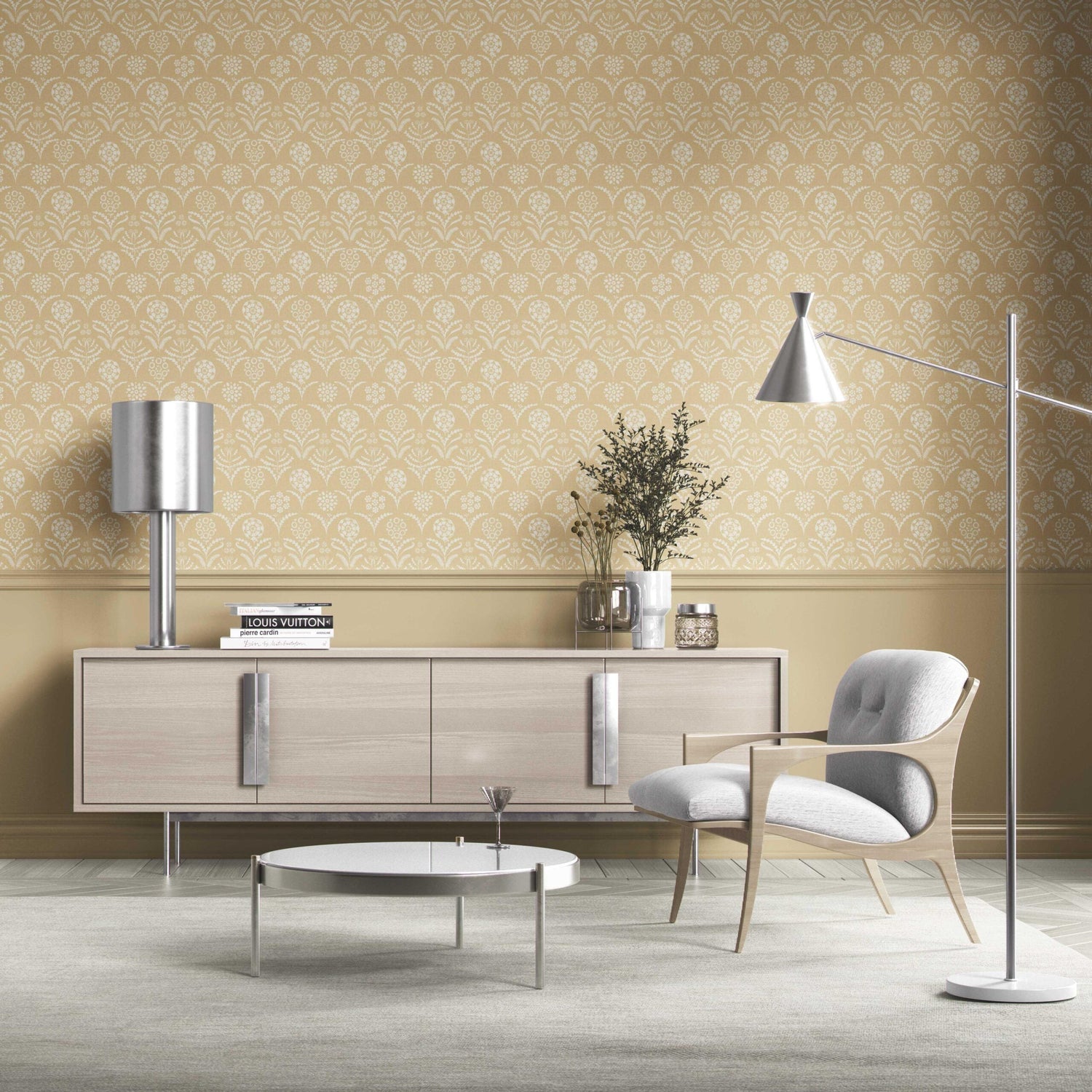 Modern Floral Botanical Nursery Wallpaper (Yellow/ White)