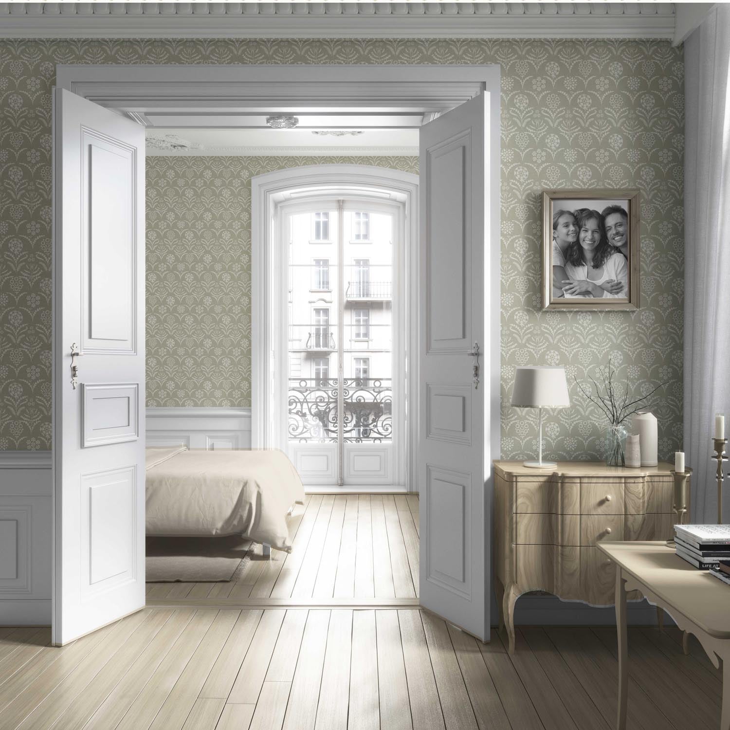 Modern Floral Botanical Living Room Wallpaper (Light Olive Green)