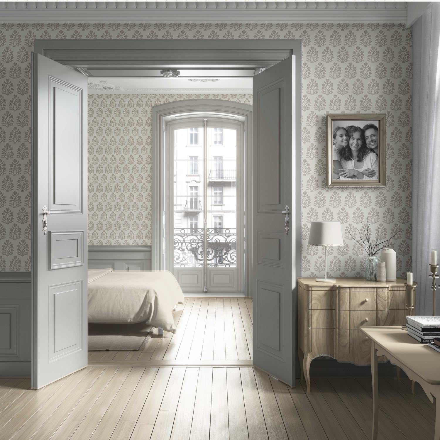 Vintage-Inspired Floral Block Print Living Room Wallpaper (Cream/ Beige/ Greige)