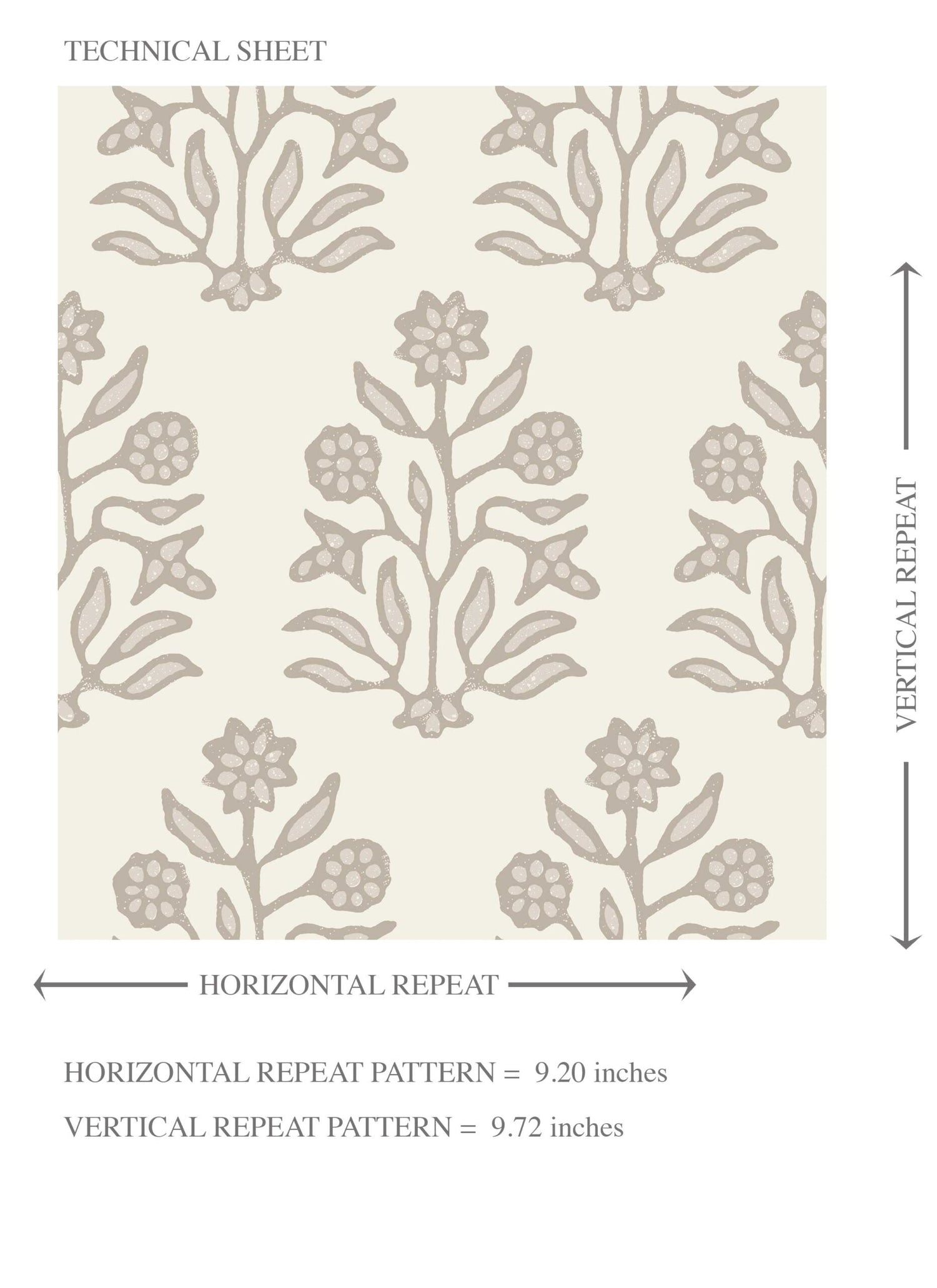 Vintage-Inspired Floral Block Print Kids Room Wallpaper (Cream/ Beige/ Greige)