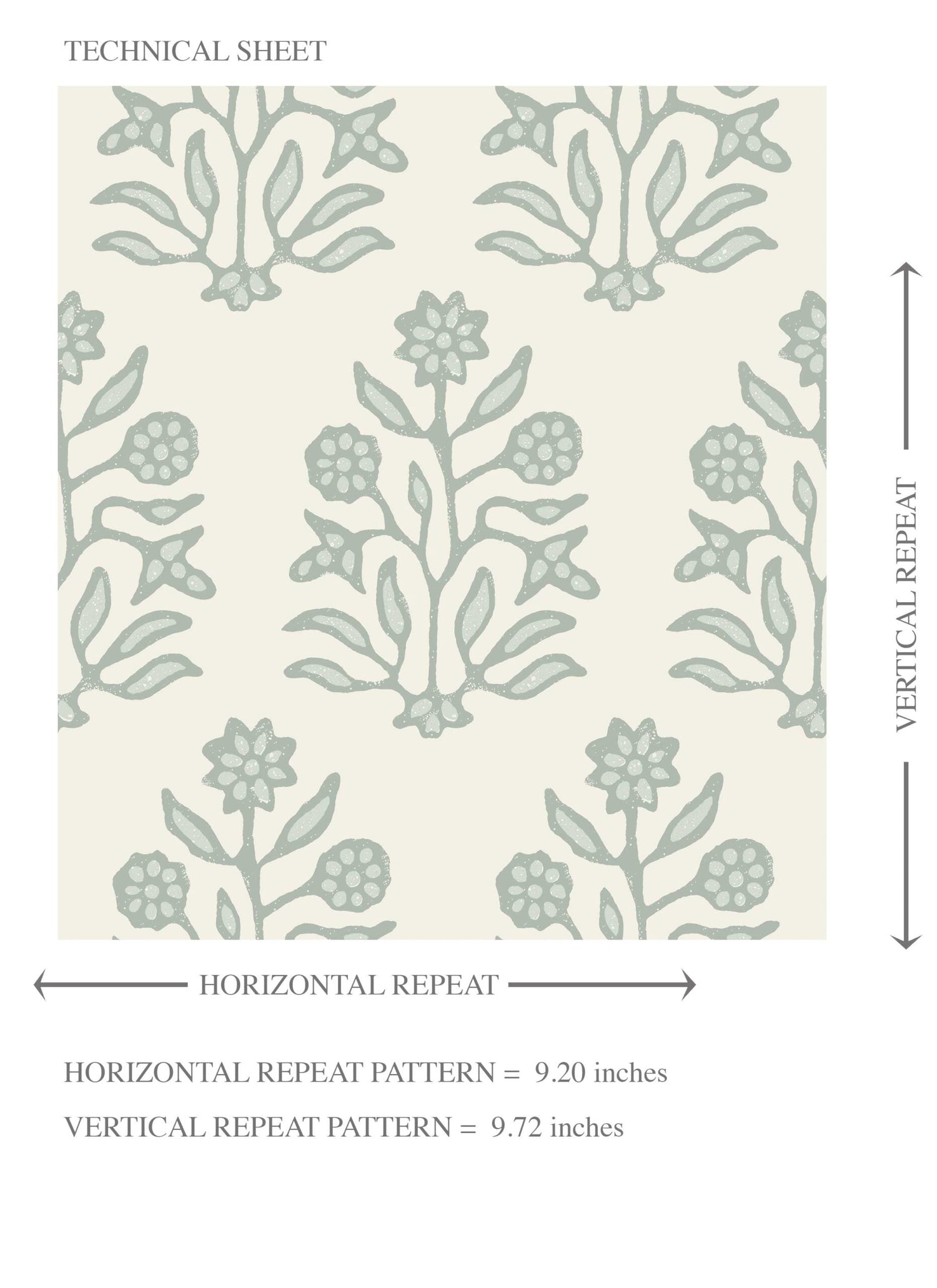 Vintage-Inspired Floral Block Print Kids Room Wallpaper (Cream/ Sage Green)