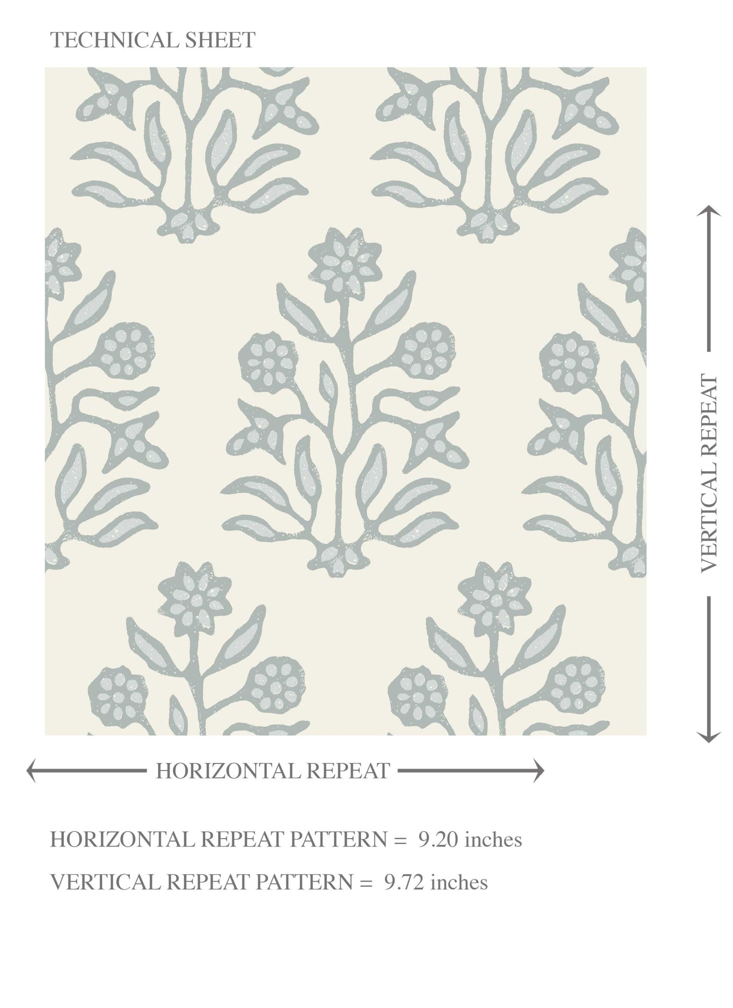 Vintage-Inspired Floral Block Print Kids Room Wallpaper (Cream/ Blue-Green)
