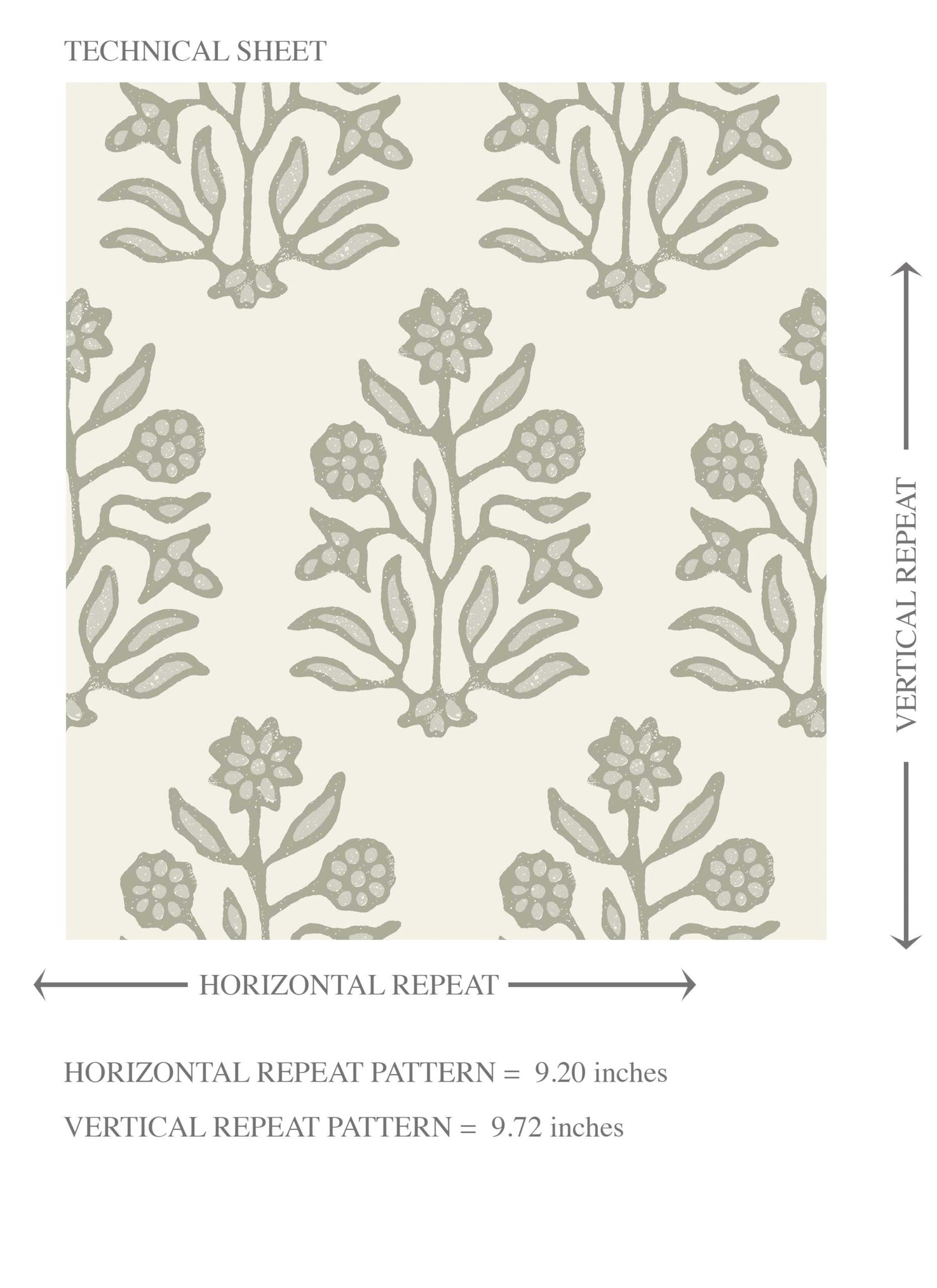 Vintage-Inspired Floral Block Print Kids Room Wallpaper (Olive Green/ Cream)