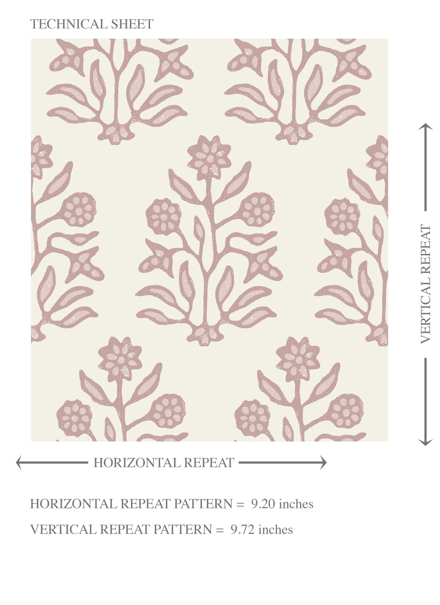 Vintage-Inspired Floral Block Print Kids Room Wallpaper (Pink/ Cream)