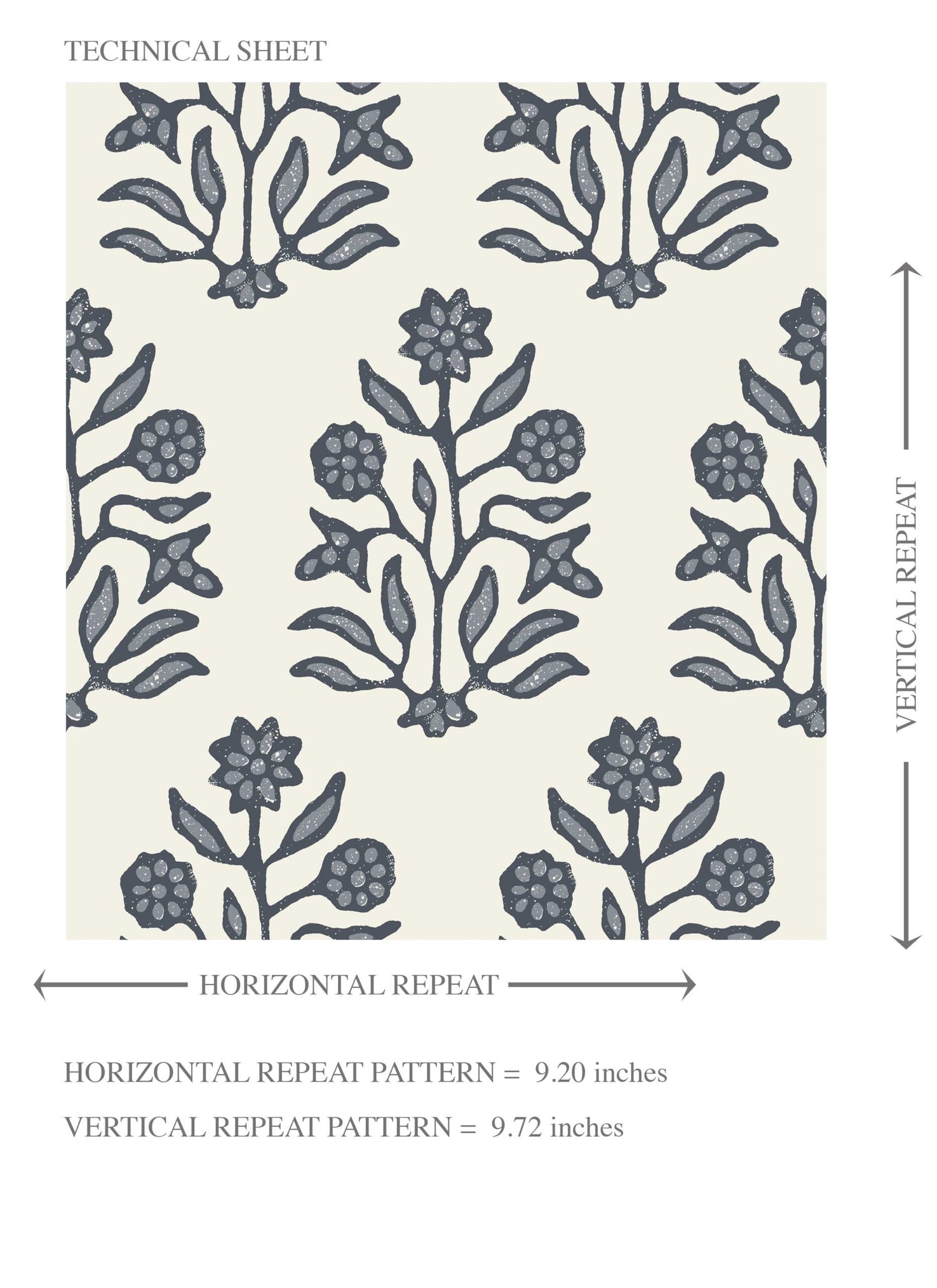 Vintage-Inspired Floral Block Print Kids Room Wallpaper (Navy Blue/ Cream)