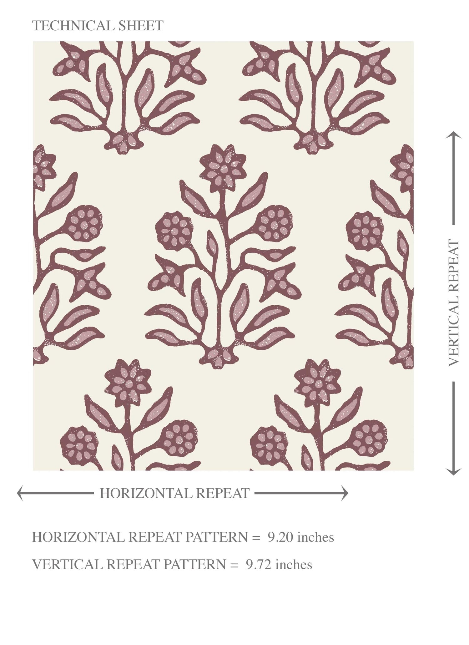 Vintage-Inspired Floral Block Print Kids Room Wallpaper (Deep Pink/ Cream)