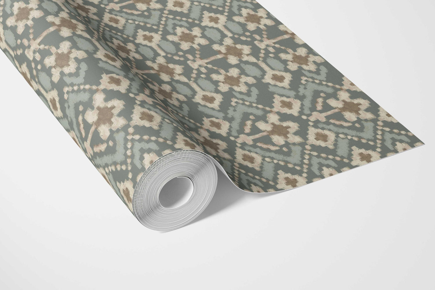 Modern Botanical Floral Bathroom Wallpaper (Forest Green / Beige)