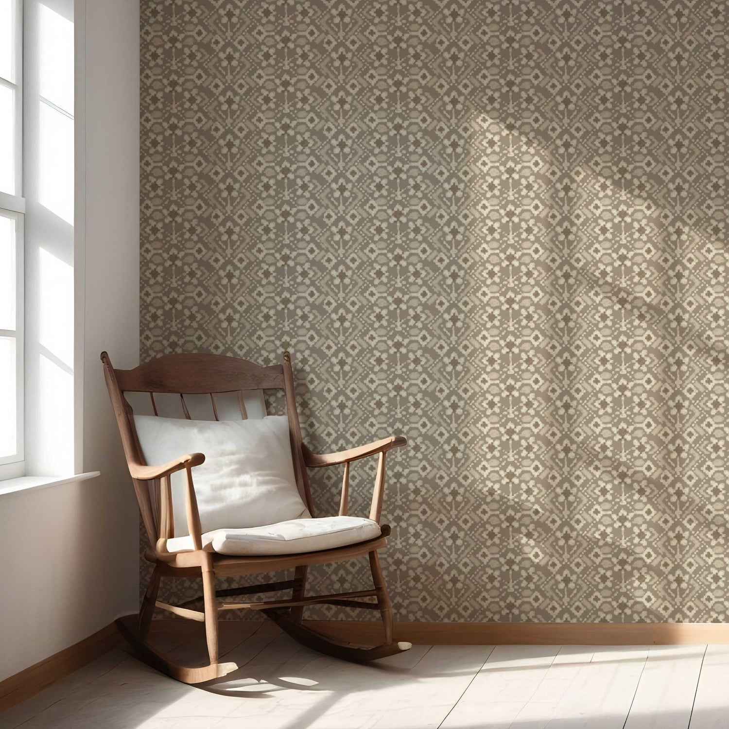 Modern Neutral-Toned Botanical Floral Nursery Wallpaper (Brown/ Beige/ Cream/ Taupe )
