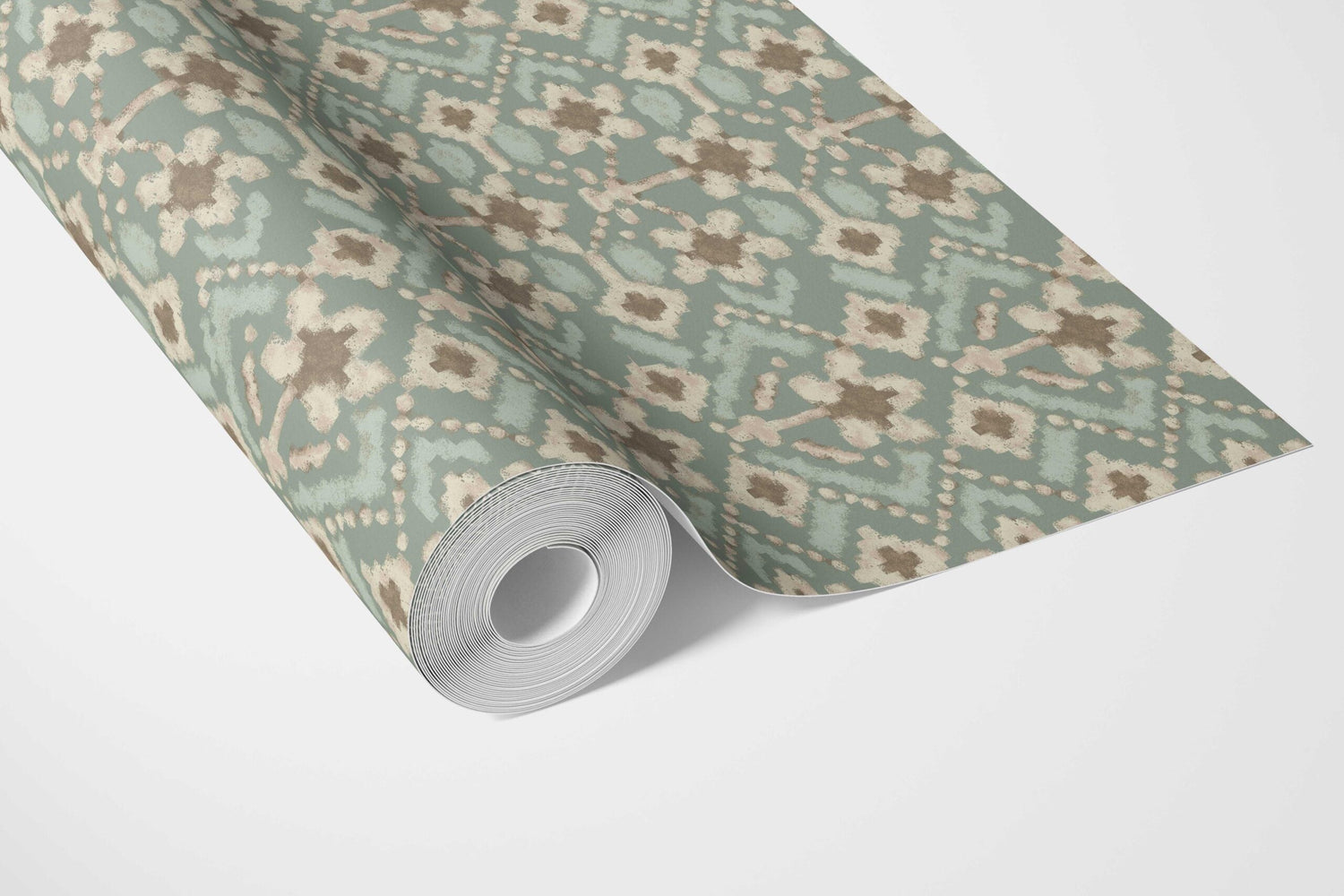 Modern Botanical Floral Bathroom Wallpaper (Sage Green/ Beige)