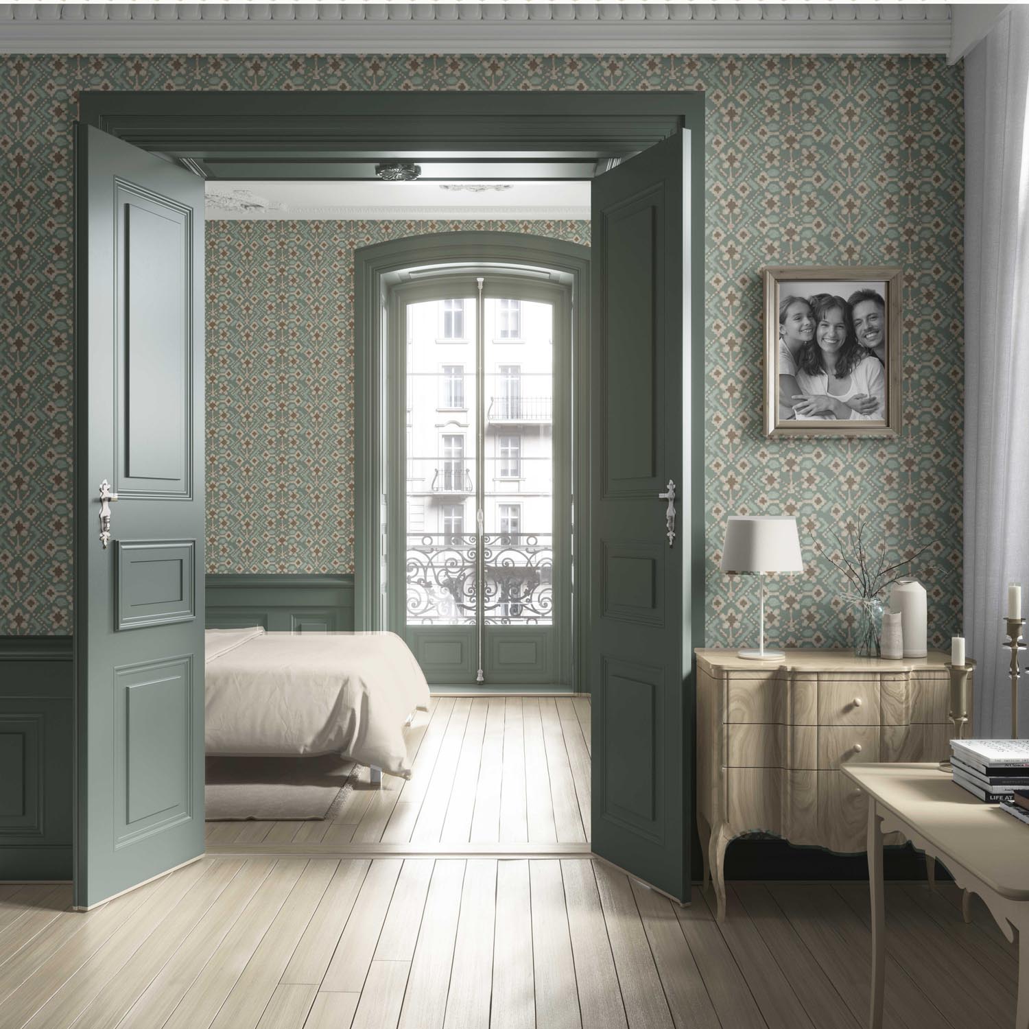 Modern Botanical Floral Living Room Wallpaper (Sage Green/ Beige)