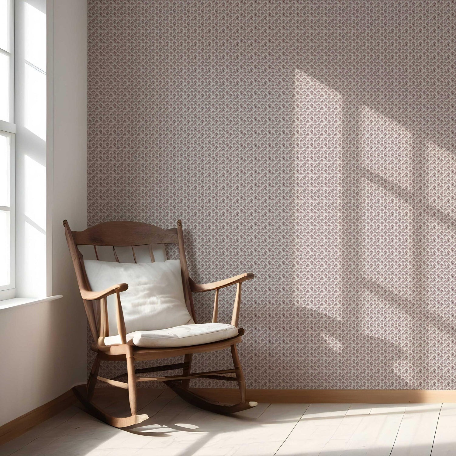 Small-Scale Floral Lattice Nursery Wallpaper (Pink/ White)
