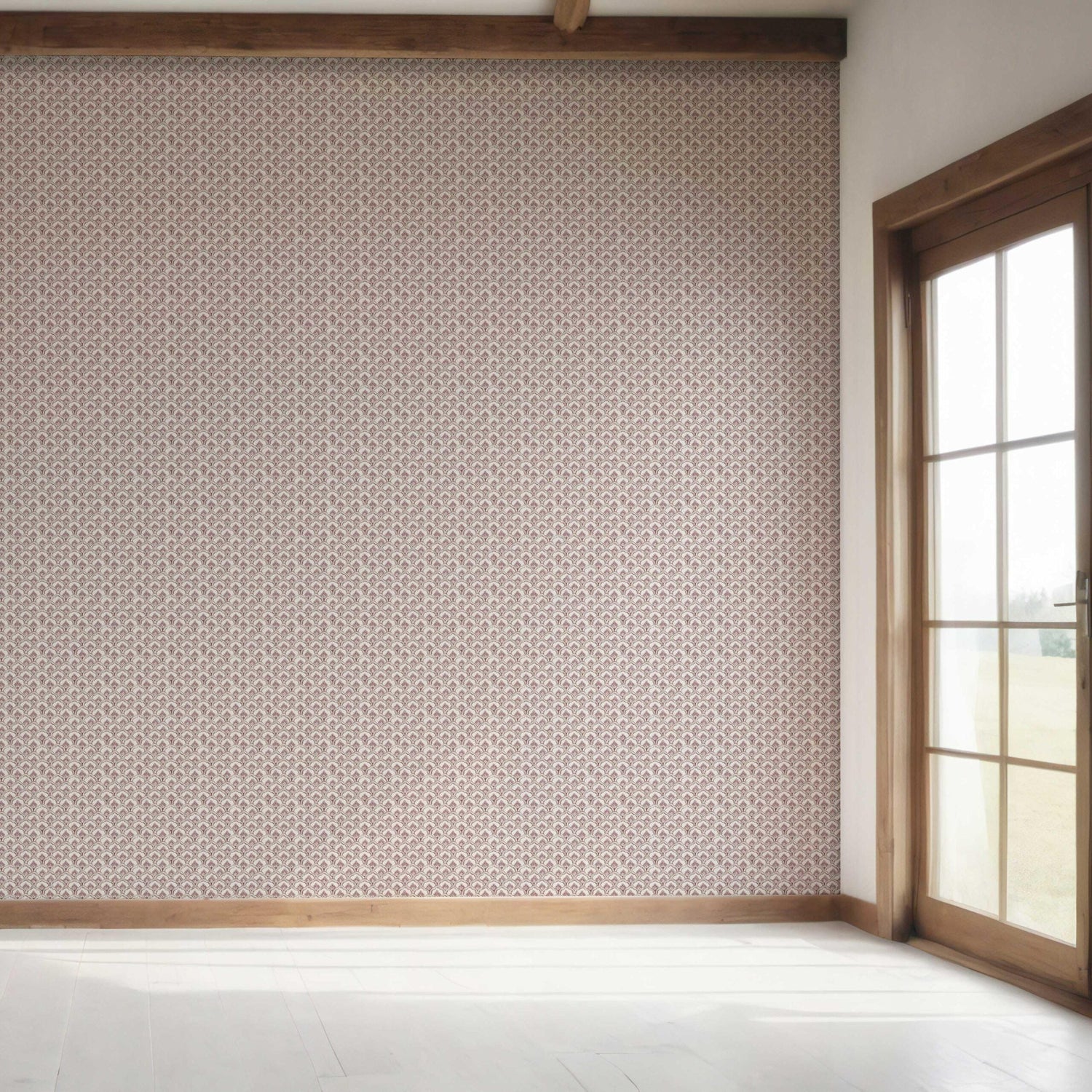 Small-Scale Floral Lattice Bedroom Wallpaper (Pink/ White)