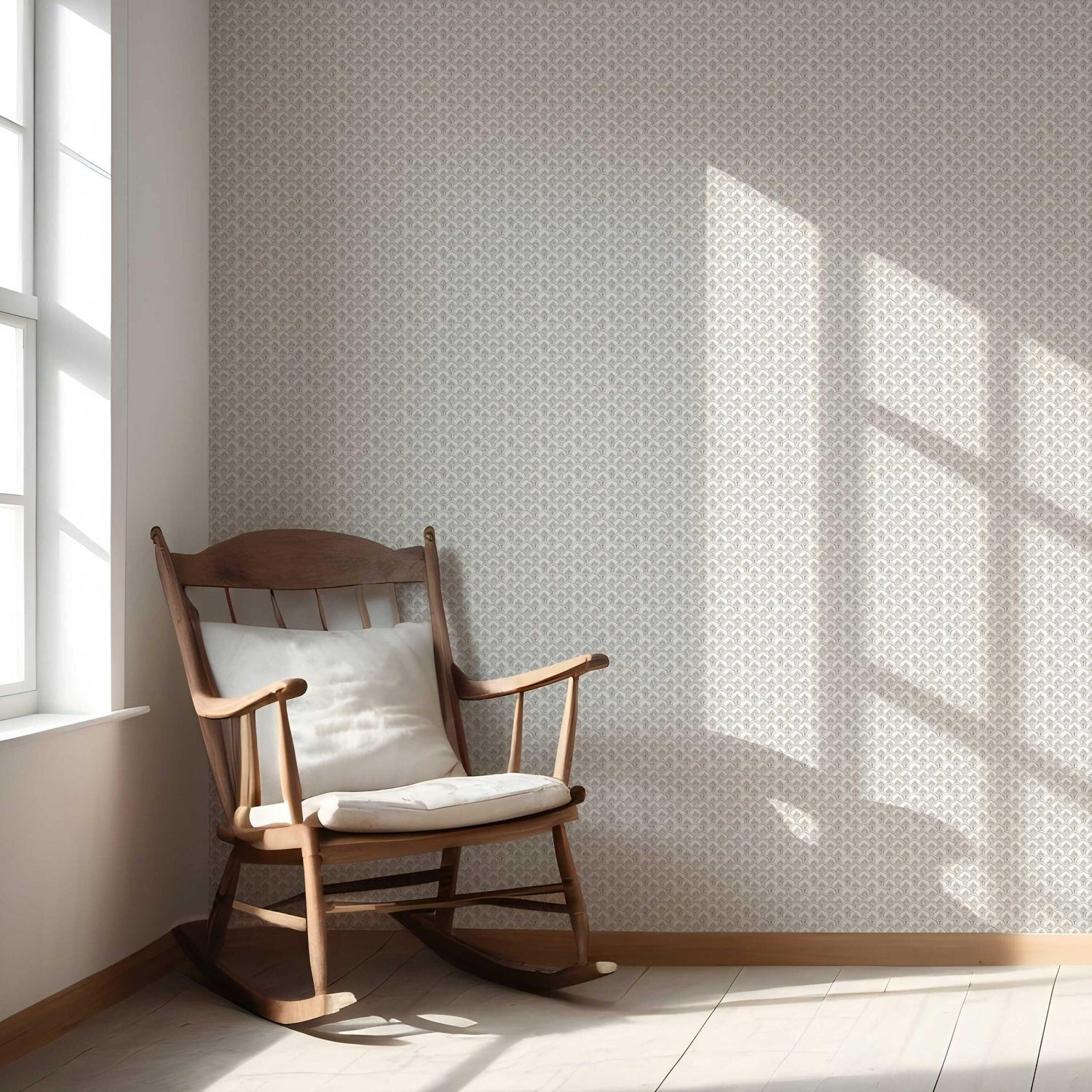 Small-Scale Floral Lattice Nursery Wallpaper (Gray/ White)