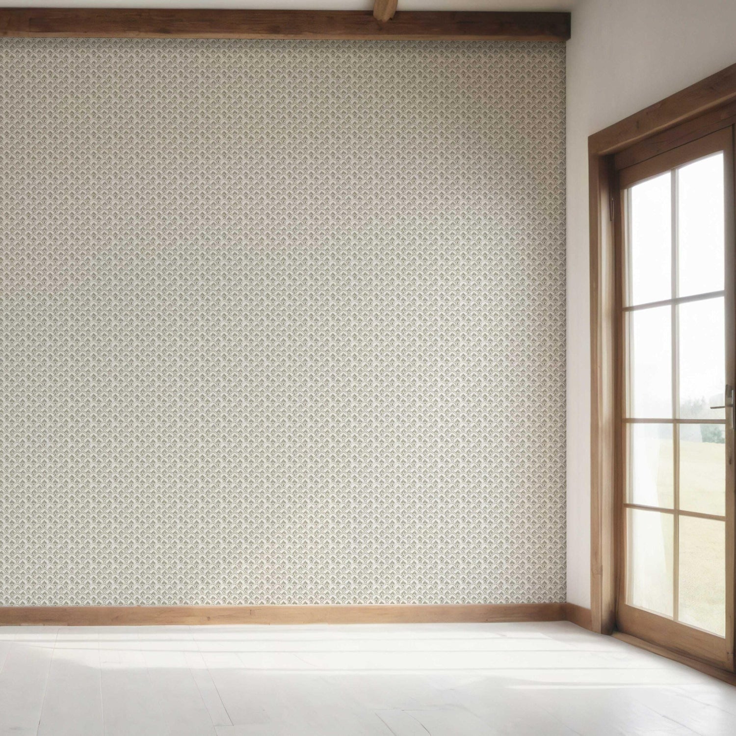 Small-Scale Floral Lattice Bedroom Wallpaper (Gray/ White)