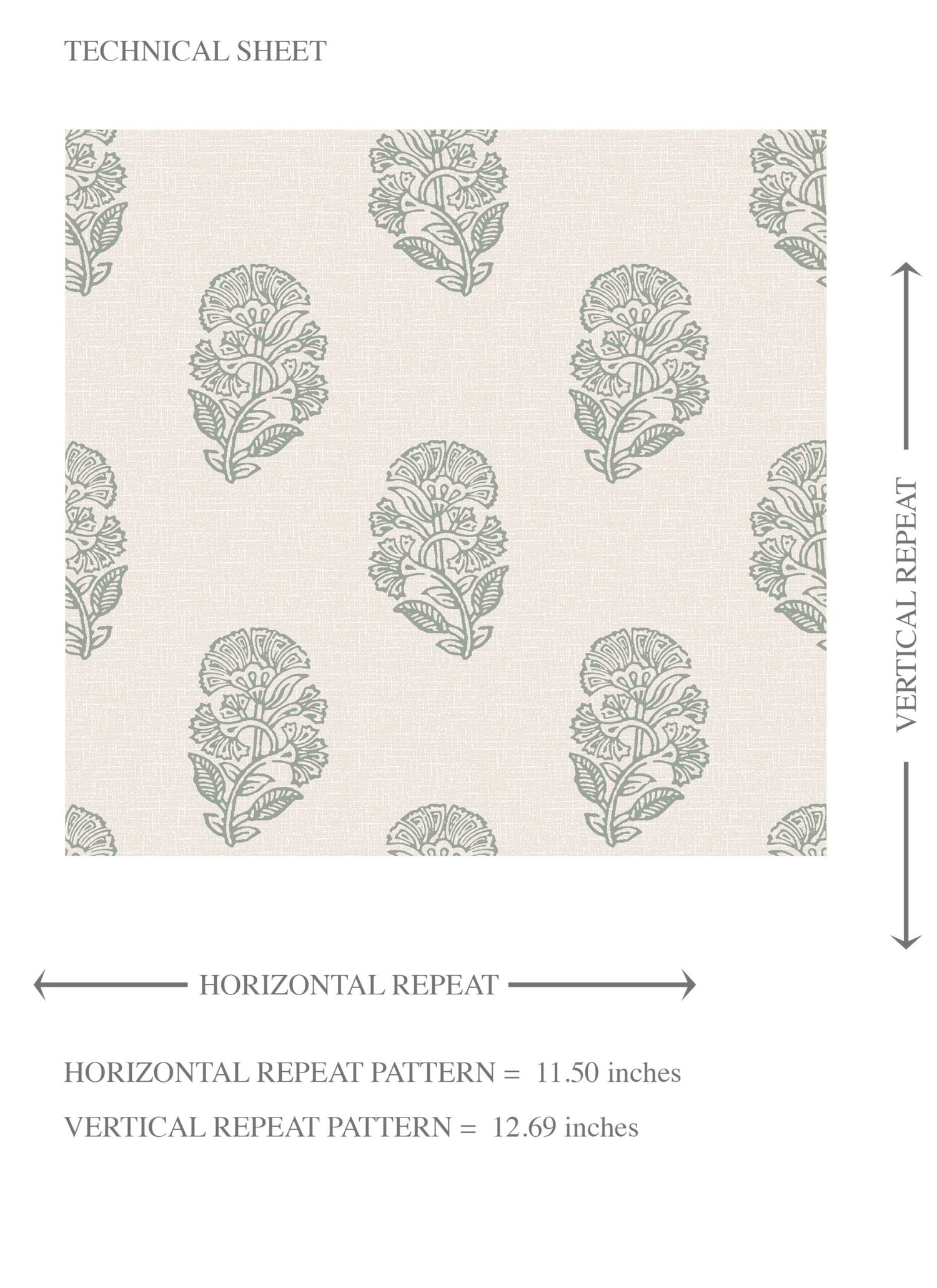Neutral Botanical/ Floral Block Print Kids Room Wallpaper (Green-Gray/ Cream)