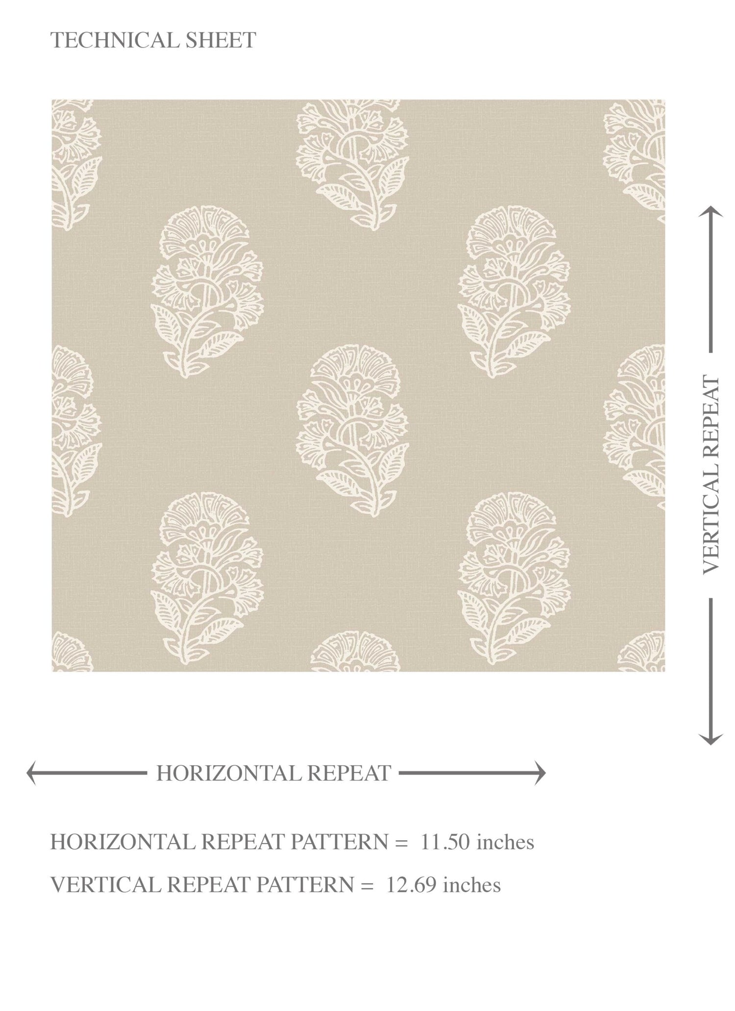 Neutral Botanical/ Floral Block Print Kids Room Wallpaper (Beige/ White)