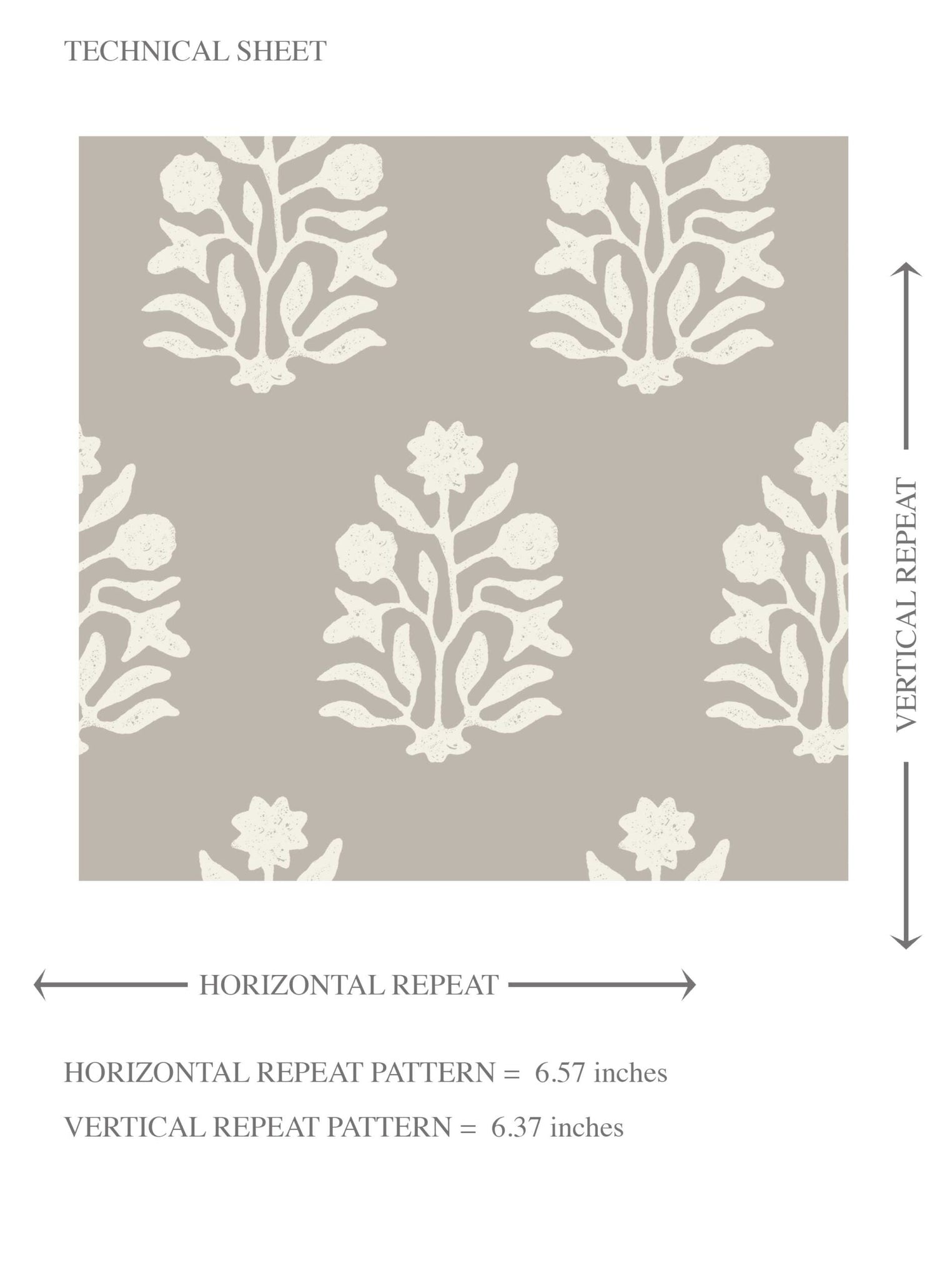 Neutral Botanical/ Floral Block Print Kids Room Wallpaper (Gray/ Greige/ Cream)