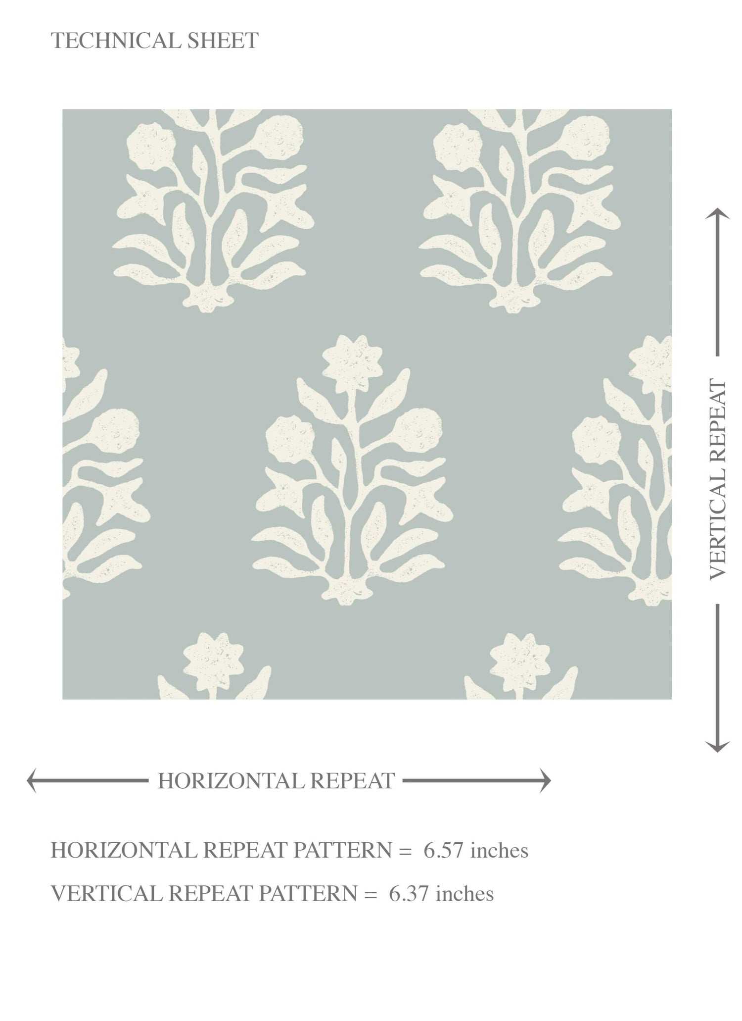 Vintage-Inspired Botanical Floral Block Print Kids Room Wallpaper (Blue/ Cream)
