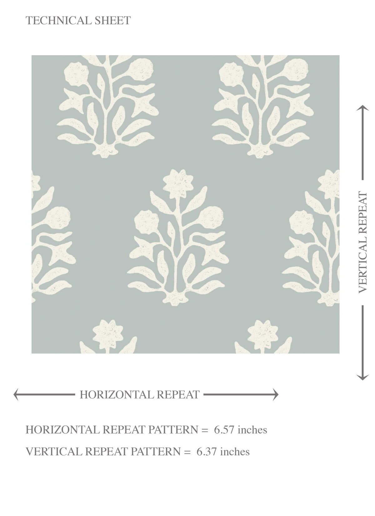 Vintage-Inspired Botanical Floral Block Print Kids Room Wallpaper (Blue/ Cream)