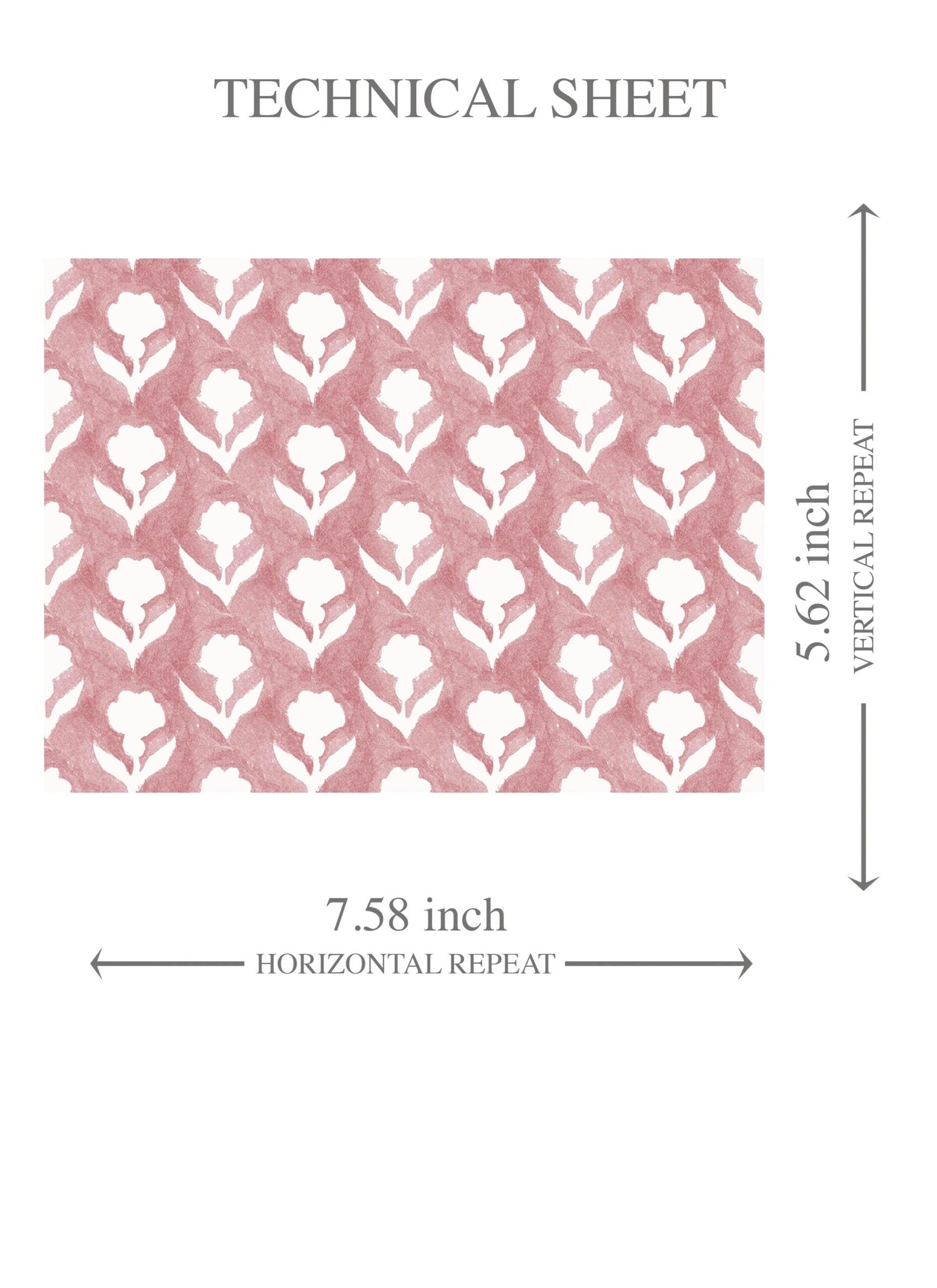 Small Floral Block Print Kids Room Wallpaper (Pink/ White)
