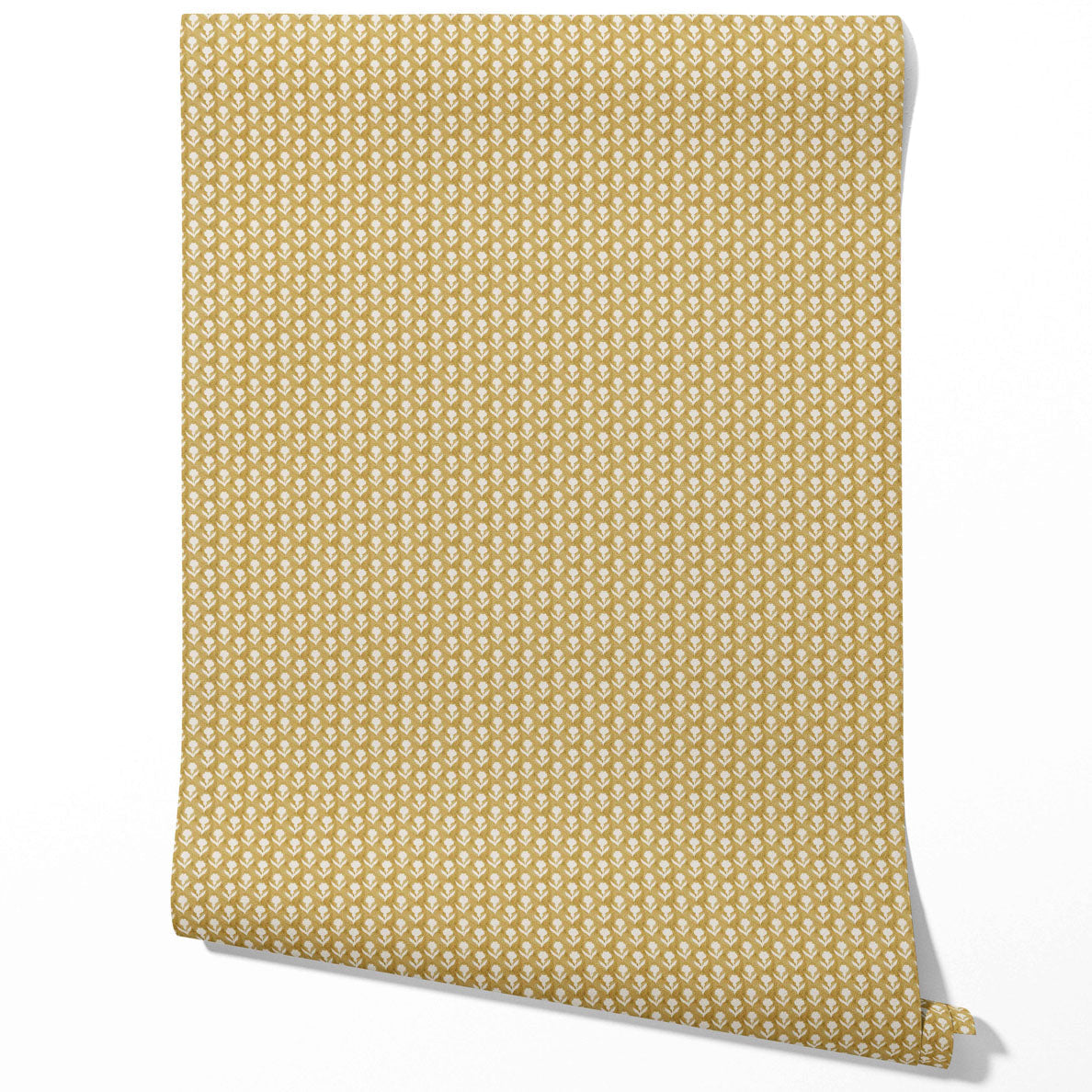 Small Floral Block Print Kitchen Wallpaper (Yellow/ White)