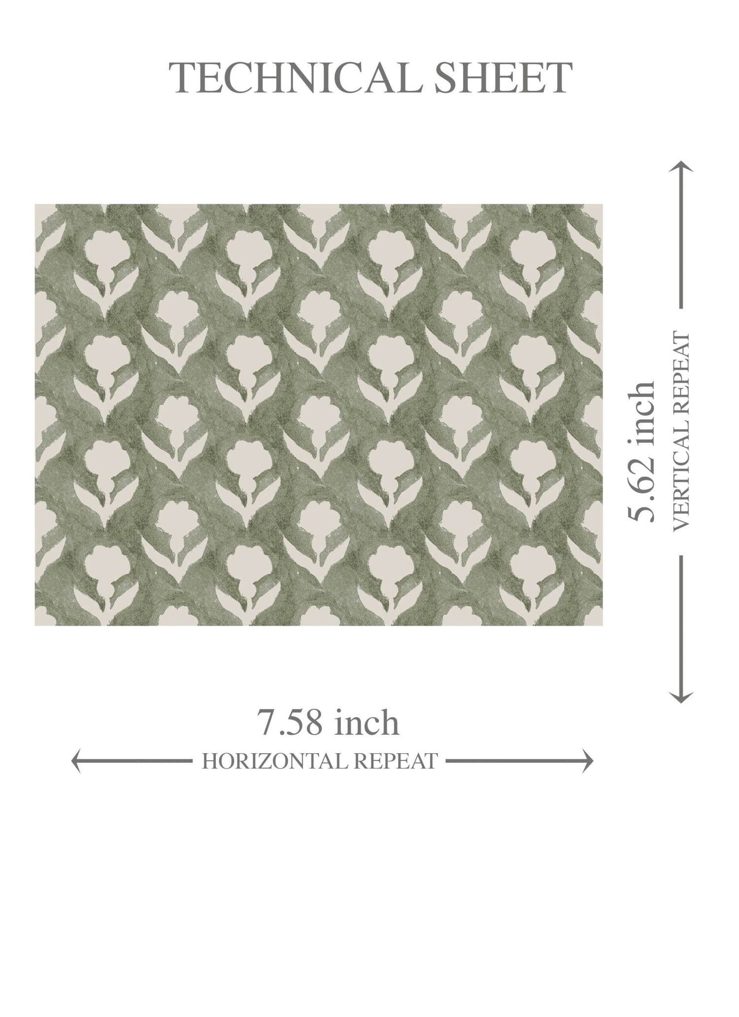 Small Floral Block Print Kids Room Wallpaper (Green/ White)