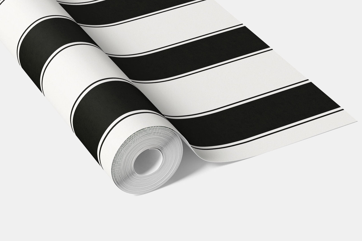 Neutral-Toned Scandi-Inspired Striped Bathroom Wallpaper (Black & White)