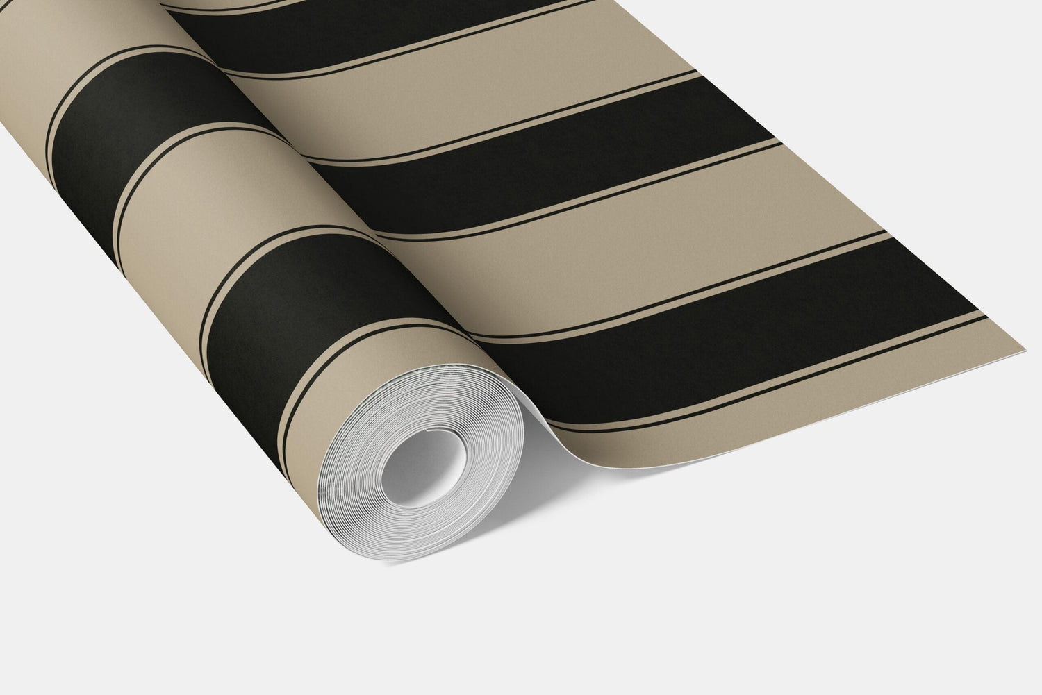 Neutral-Toned Scandi-Inspired Striped Bathroom Wallpaper (Black/ Brown/ Beige)