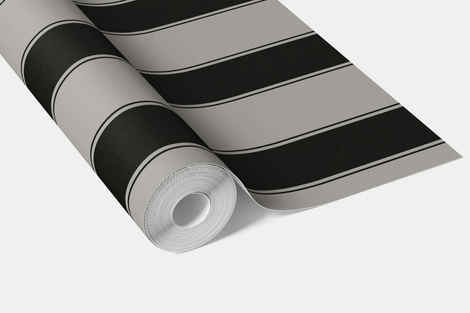 Neutral-Toned Scandi-Inspired Striped Bathroom Wallpaper (Gray/ Black)
