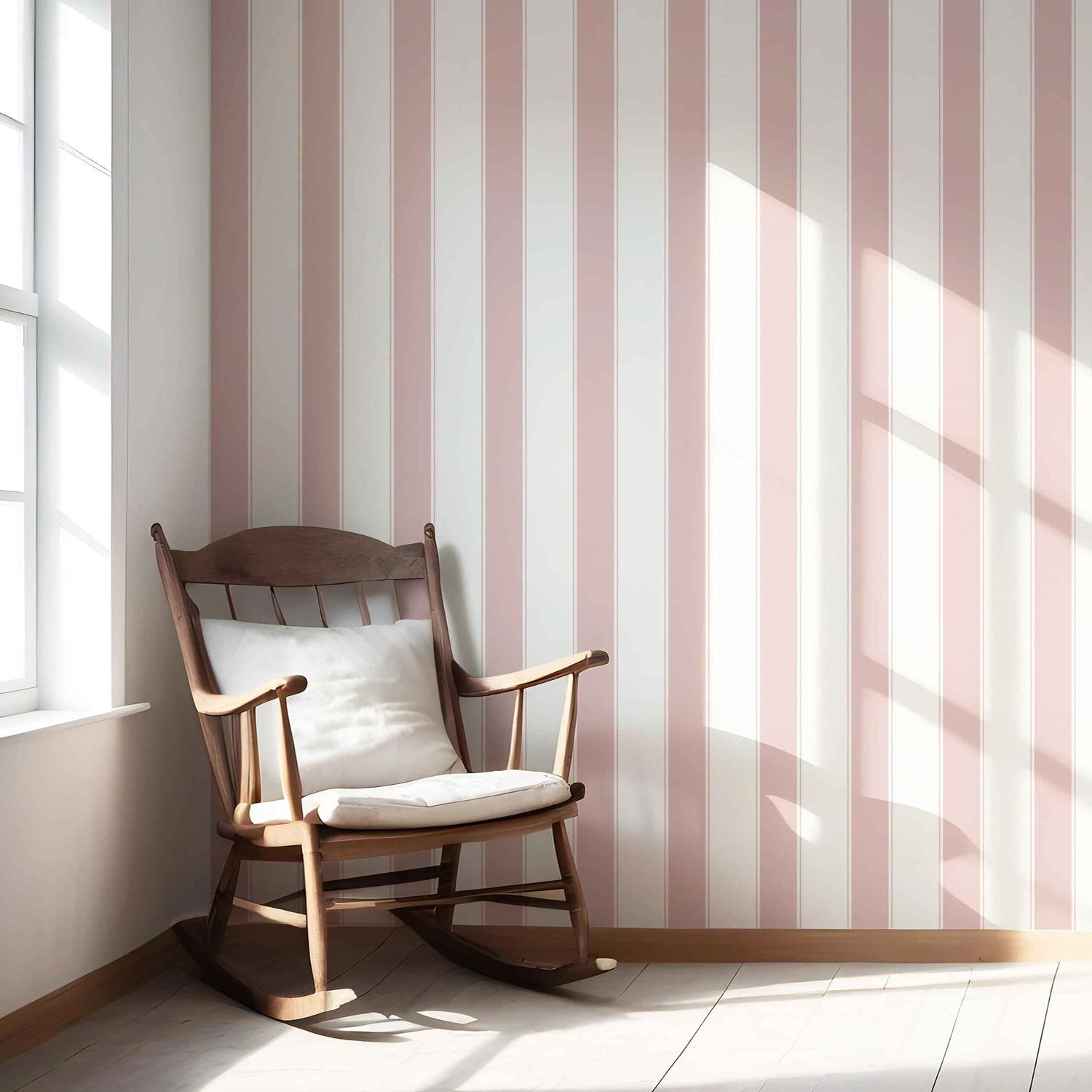 Geometric Striped Shower Toilet Wallpaper (Pink/ White)