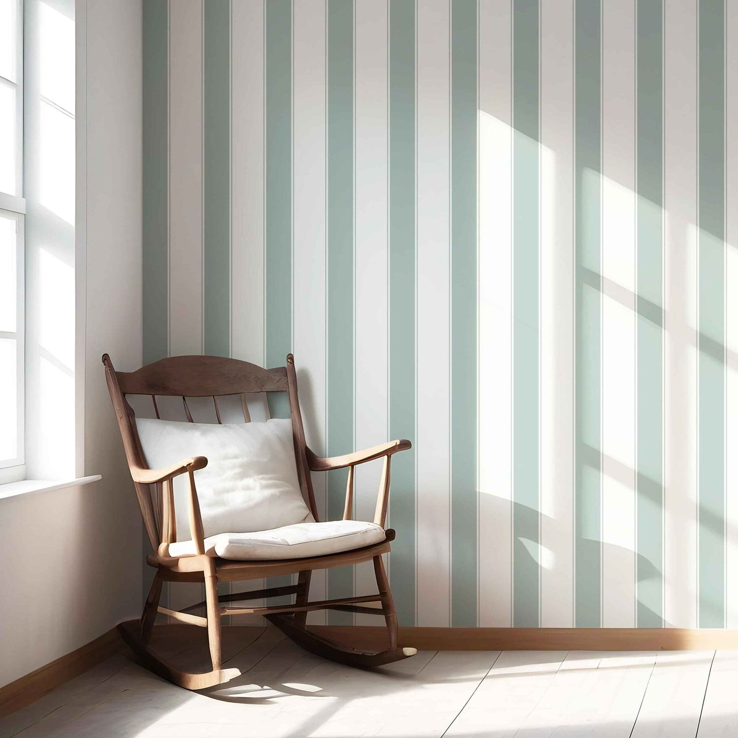 Geometric Striped Shower Toilet Wallpaper (Green-Blue)