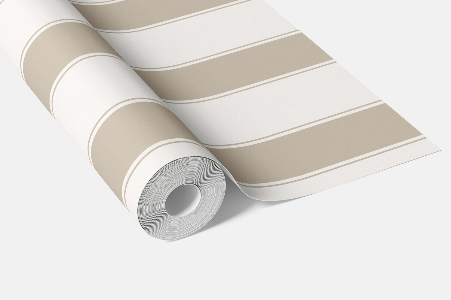 Neutral Geometric Striped Kitchen Wallpaper (Stone Beige/ White)