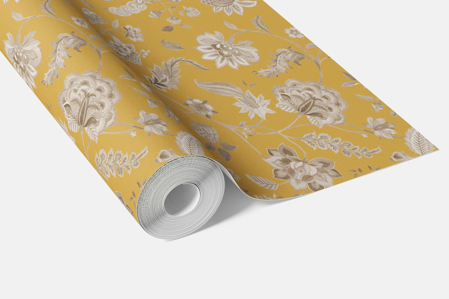 Floral Botanical Patterned Bathroom Wallpaper (Yellow/ Beige)