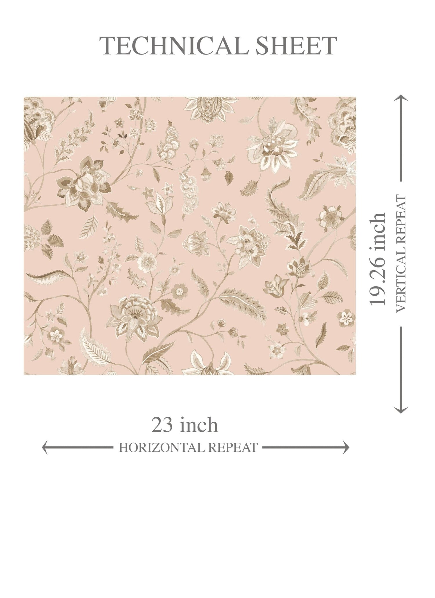 Floral Botanical Patterned Kids Room Wallpaper (Sandy Pink/ Beige)