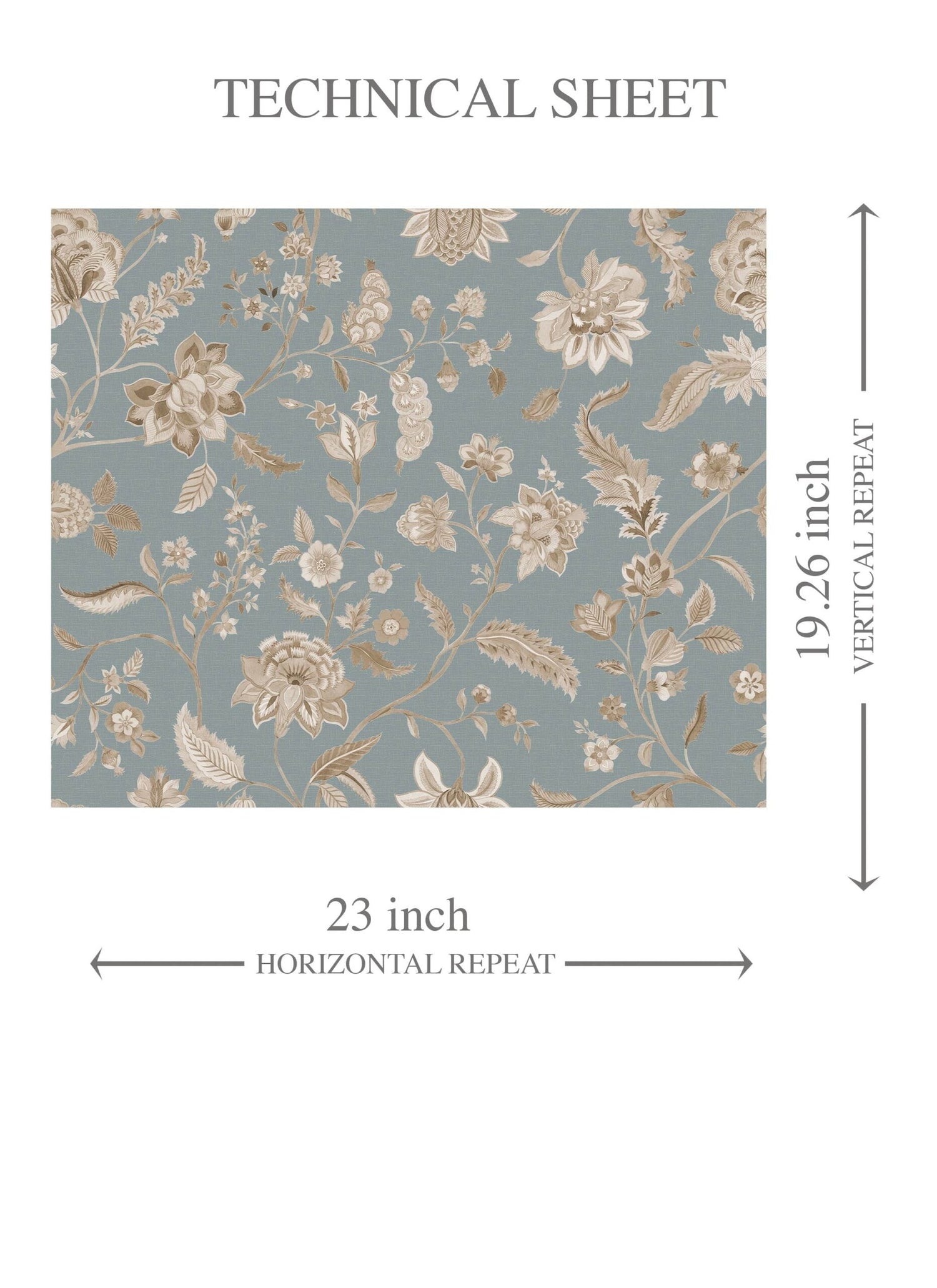 Floral Botanical Patterned Kids Room Wallpaper (Blue-Gray/ Beige)