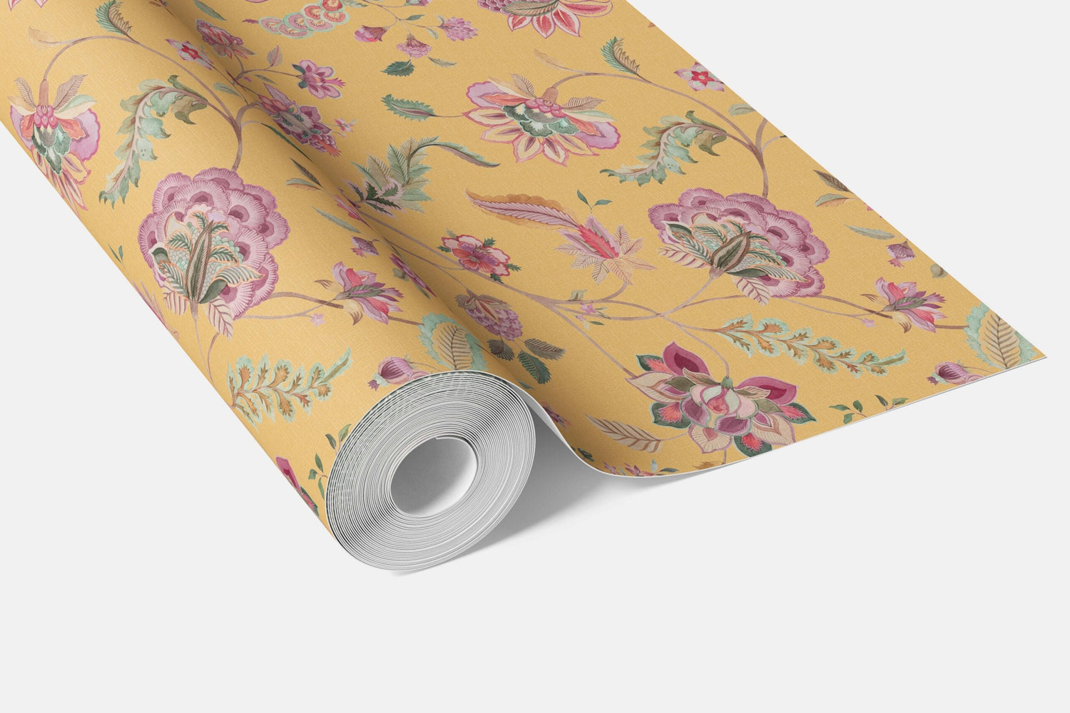 Floral Botanical Patterned Bathroom Wallpaper (Yellow/ Pink/ Green)