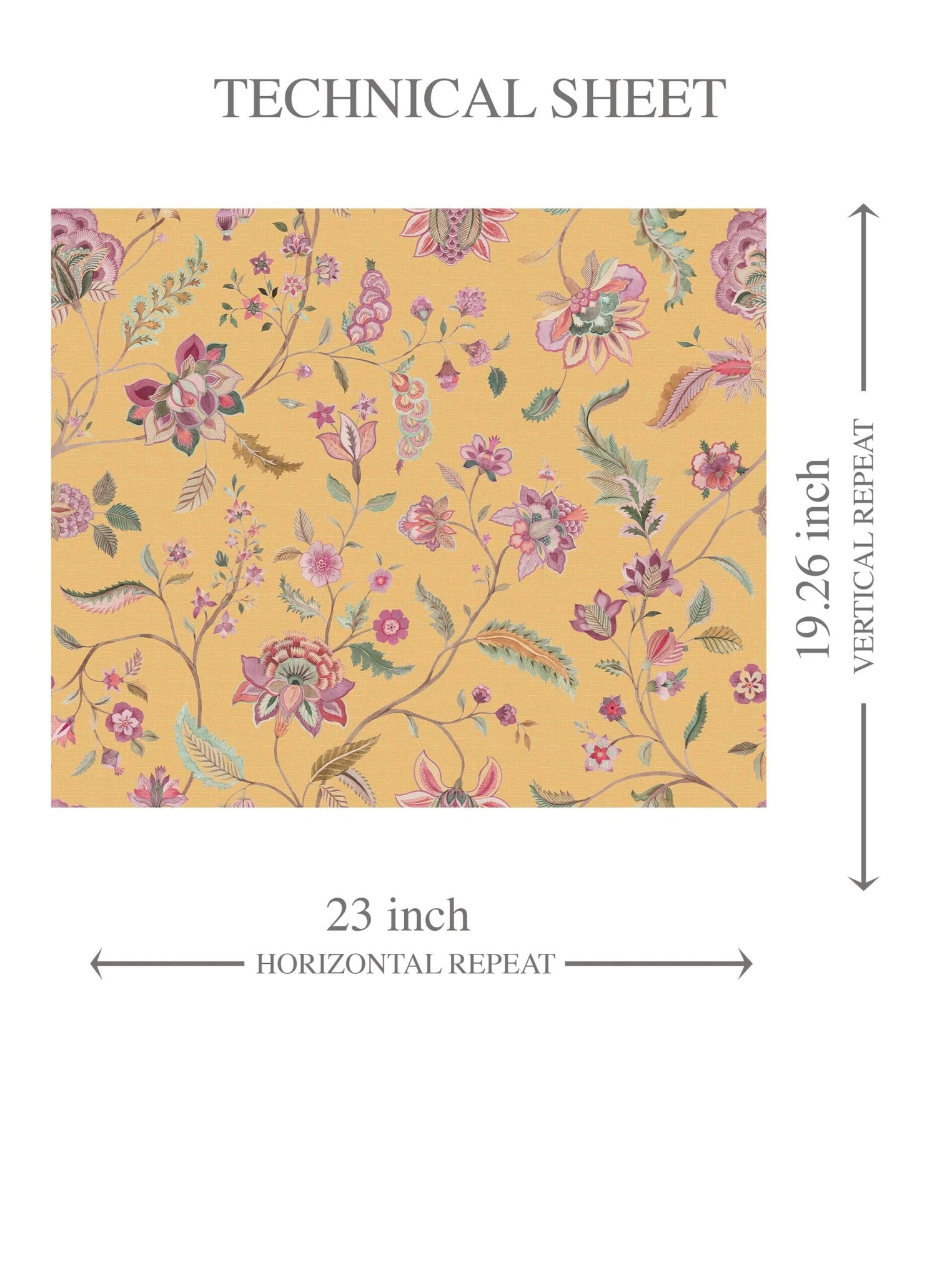 Floral Botanical Patterned Kids Room Wallpaper (Yellow/ Pink/ Green)