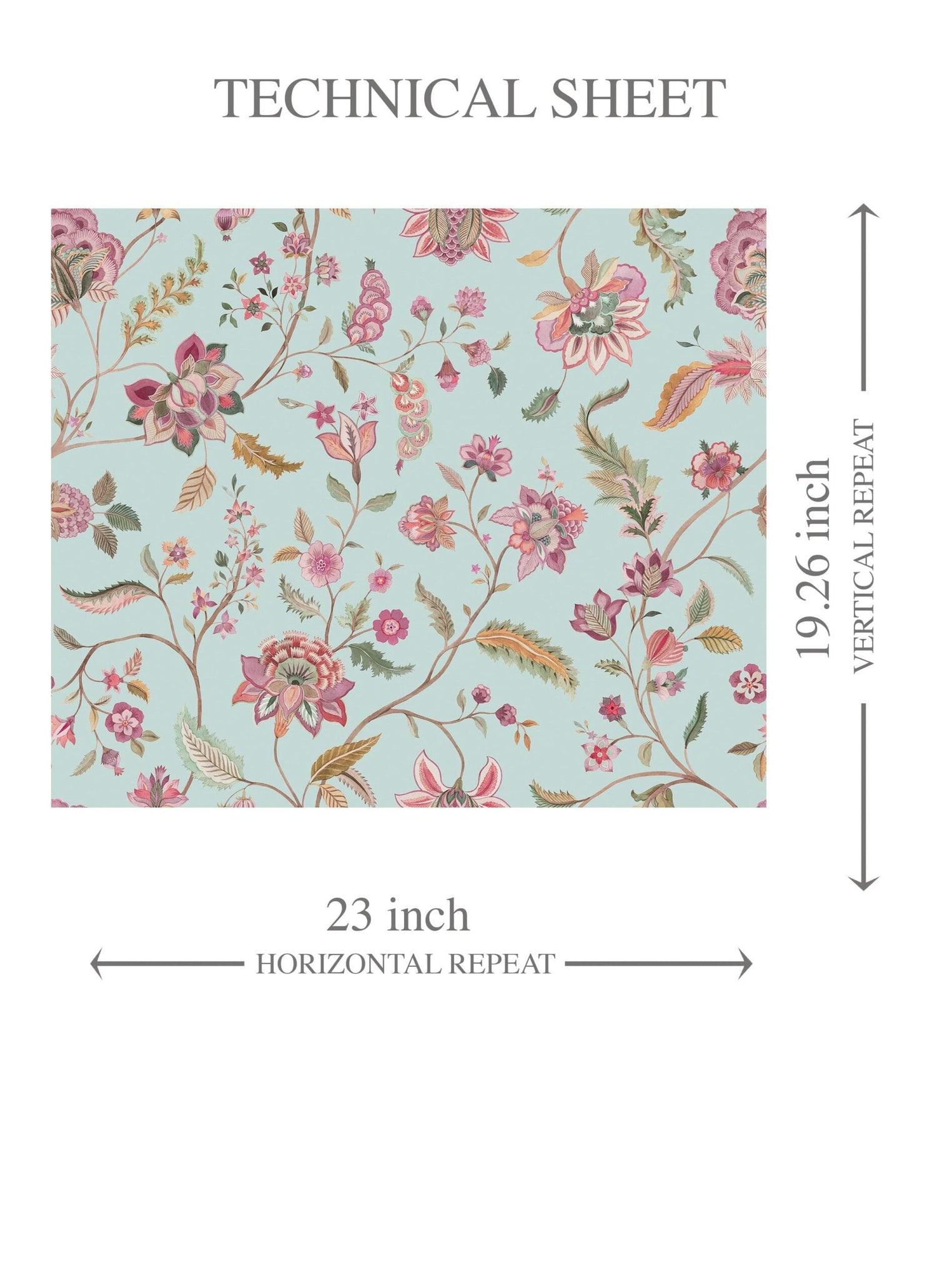 Floral Botanical Patterned Kids Room Wallpaper (Blue/ Pink/ Green)
