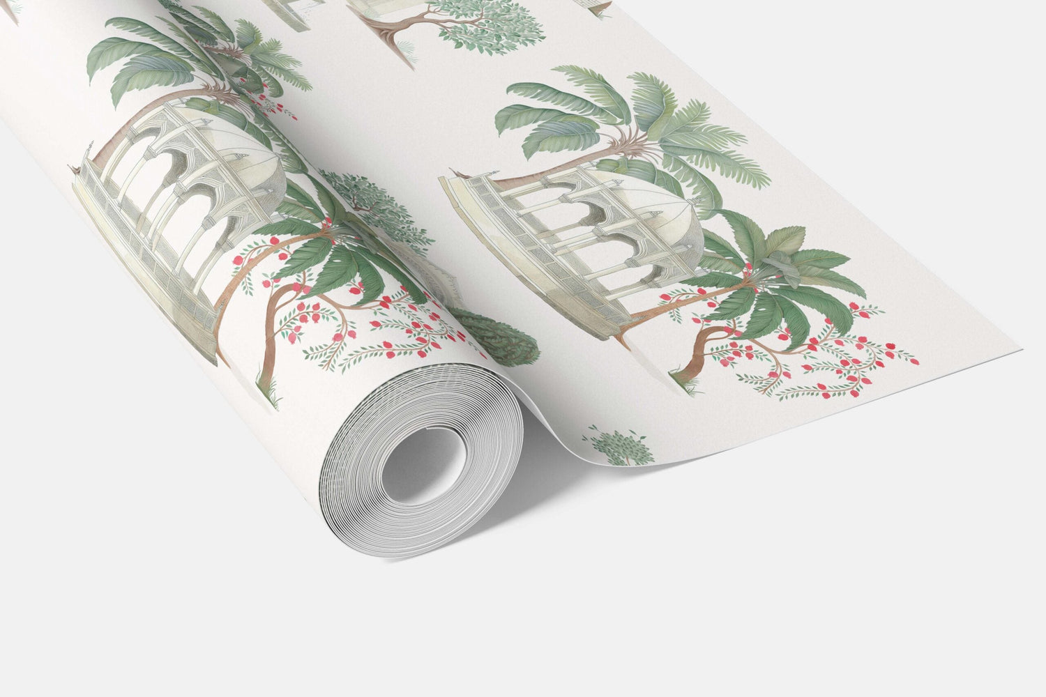Floral Botanical Patterned Bathroom Wallpaper (Pink/ Red/ Green/ White)