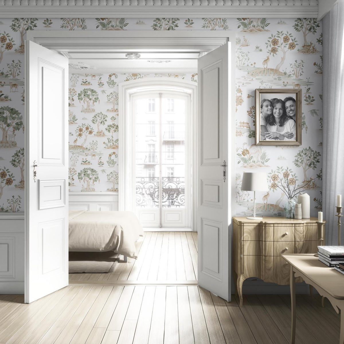 Modern Floral Botanical/ Nature Print Living Room Wallpaper (White/ Beige/ Green/ Brown/ Gray)