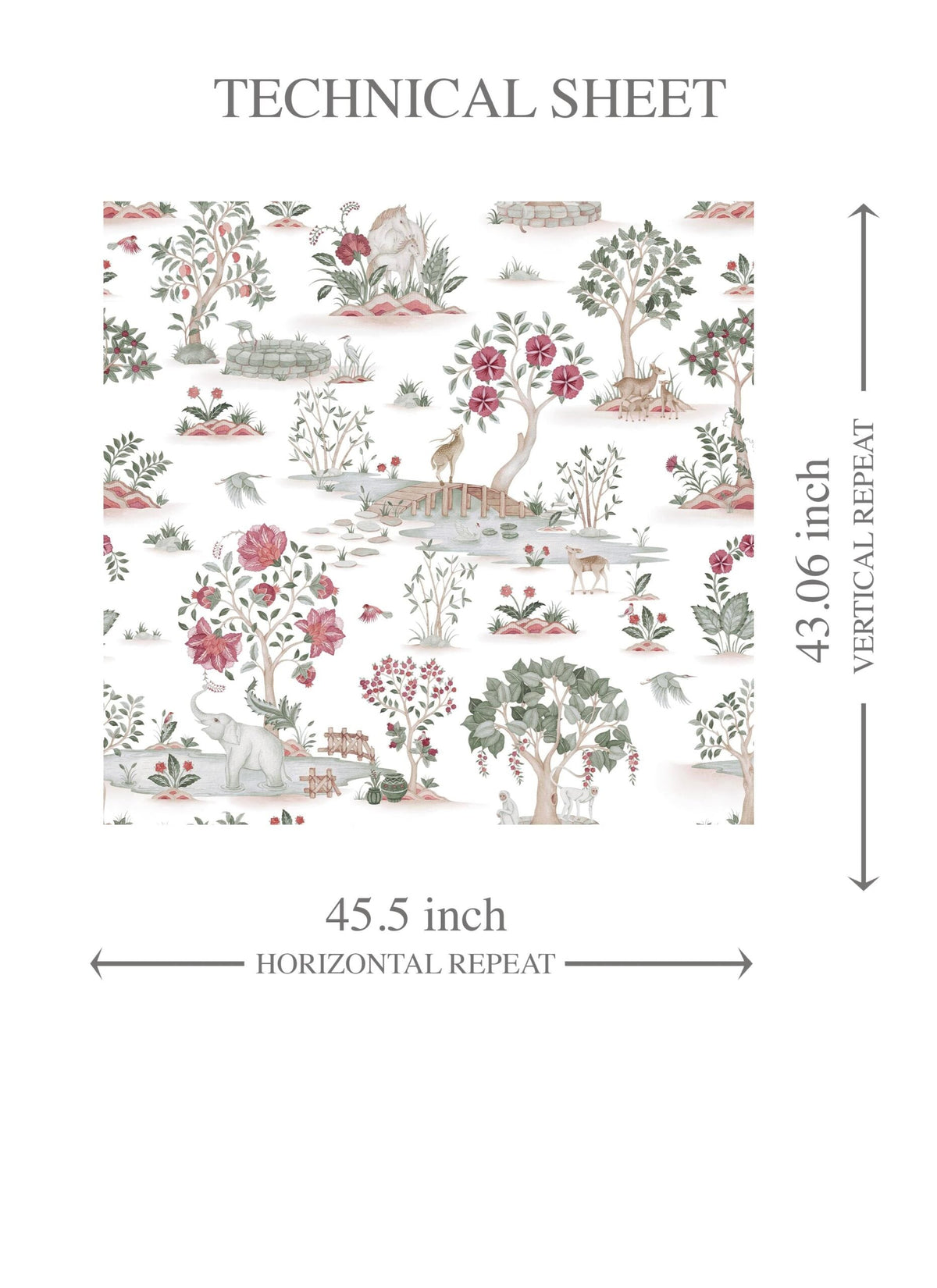 Modern Floral Botanical/ Nature Print Kids Room Wallpaper (White/ Pink/ Red/ Green/ Gray)
