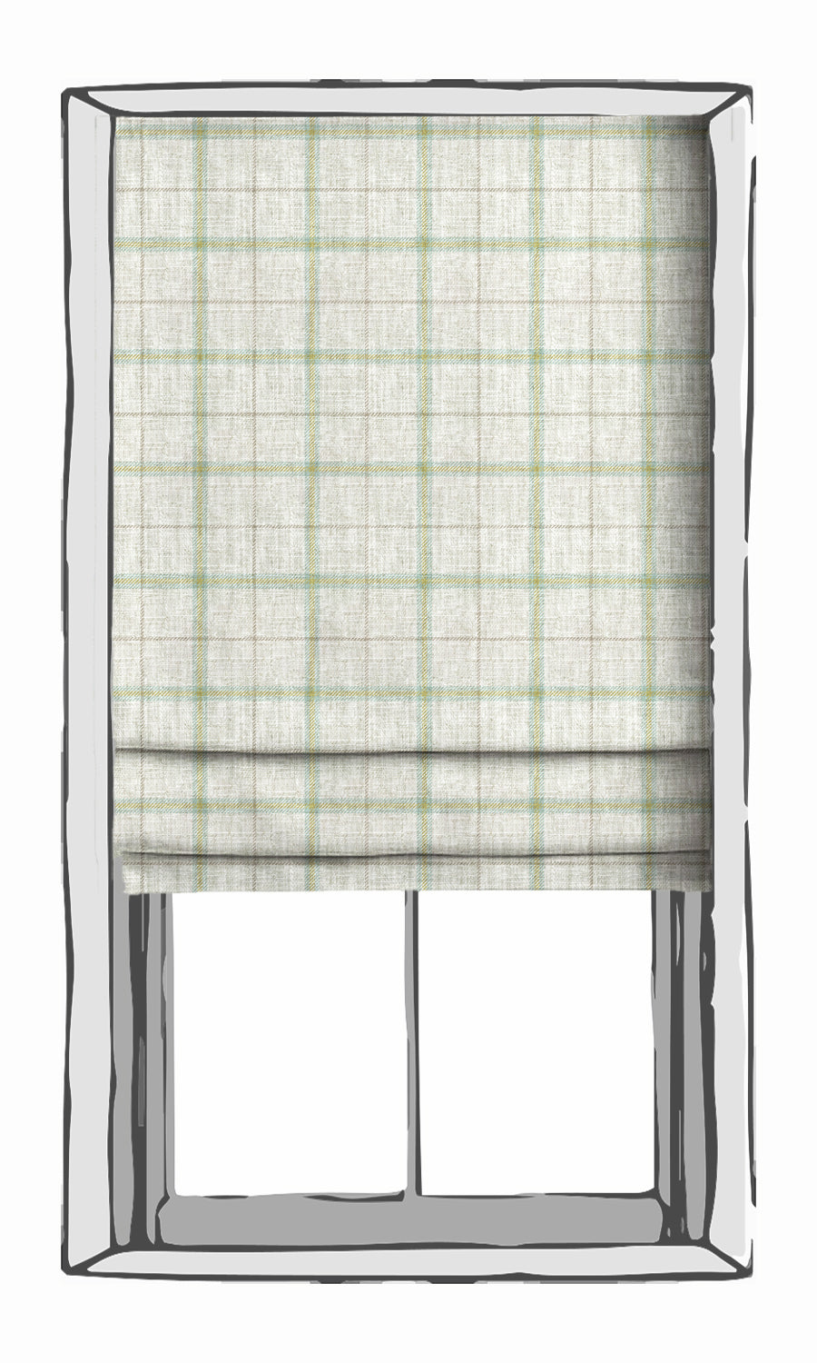 Check Print Window Treatments Fabric By the Metre (White/ Blue/ Green)