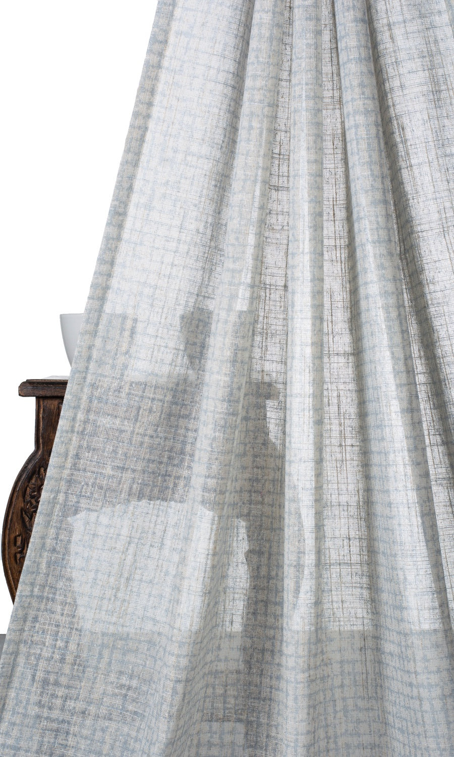 Checked Sheer Flat, Plain, Fake, Faux, European Relaxed Roman Blinds (White/ Turquoise Blue)