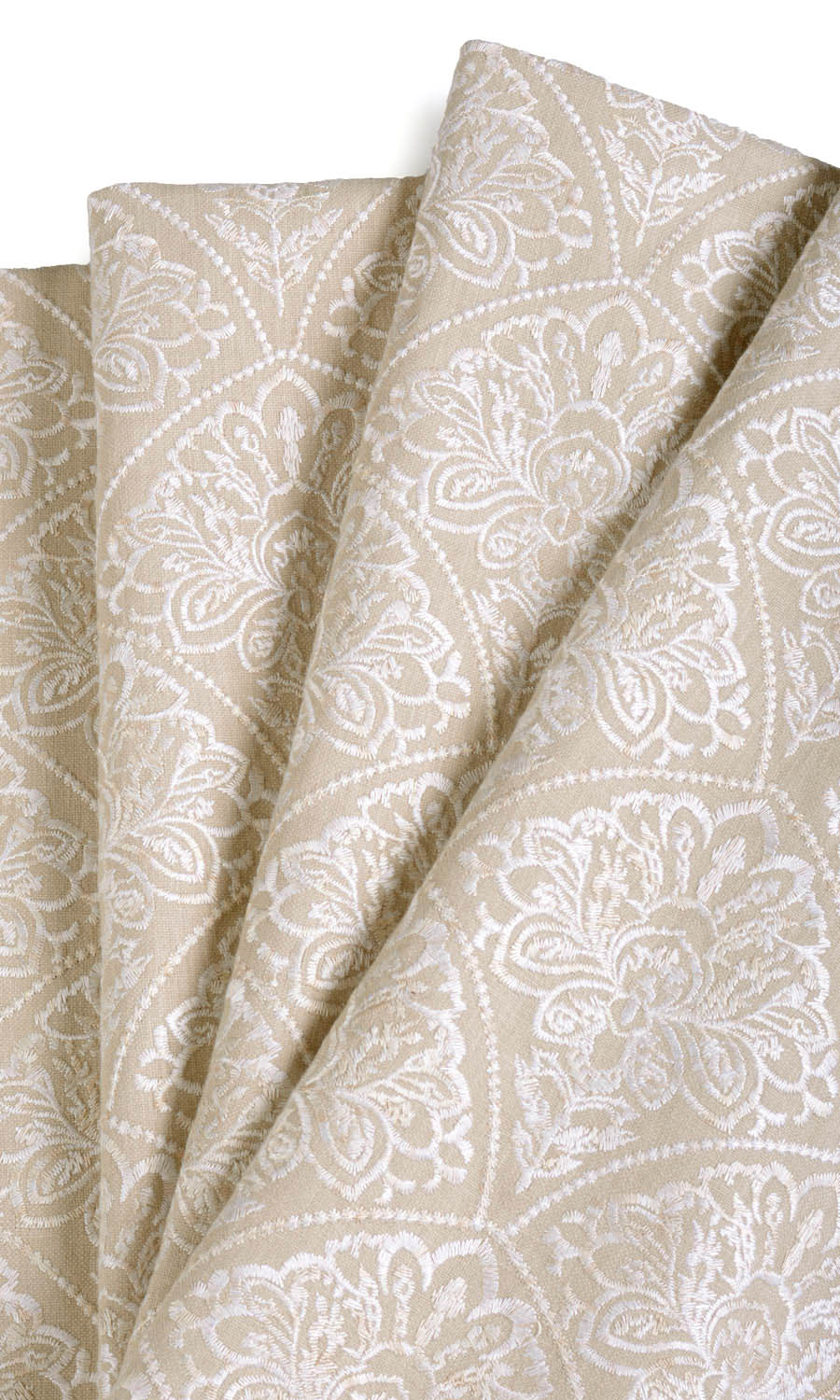 Embroidered Flat, Plain, Fake, Faux, European Relaxed Roman Blinds (Oatmeal Beige/ White)