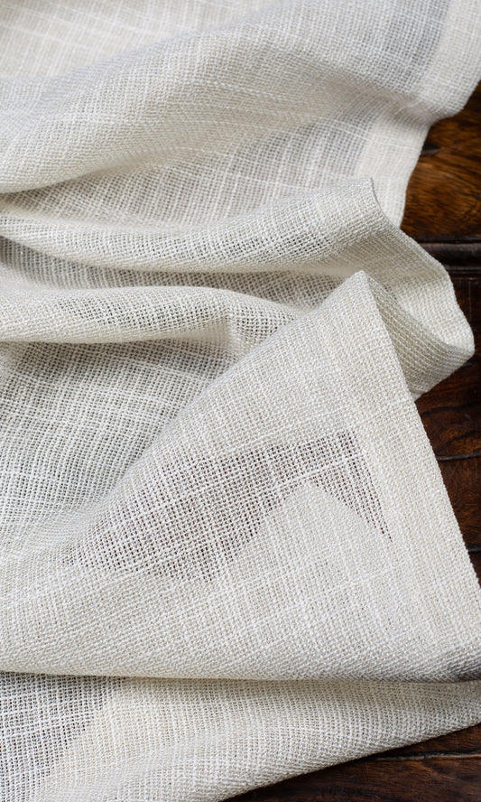 Textured Sheer Home Décor Fabric Sample (Parchment White/ Greige)