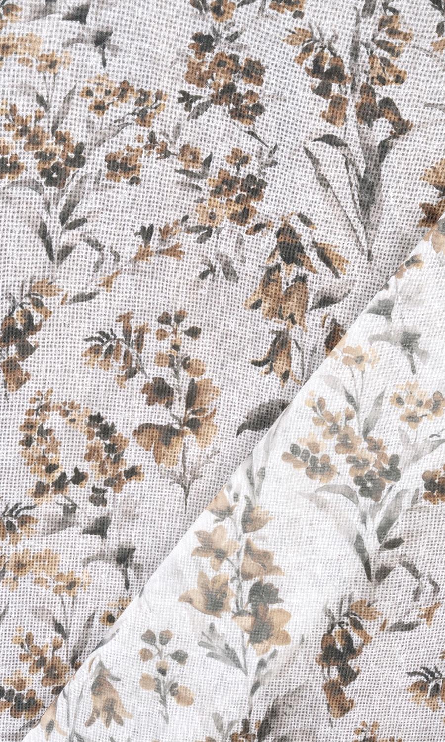 Sheer Floral Print Blinds (Beige/ Brown) for Living, Bedroom, Kitchen, Bathroom