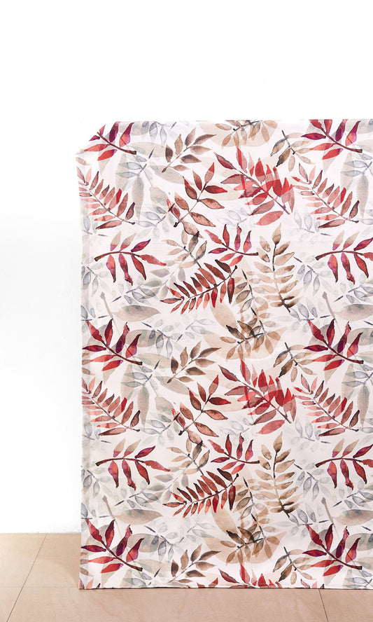 Floral Cotton Home Décor Fabric By the Metre (Red/ Gray/ White)