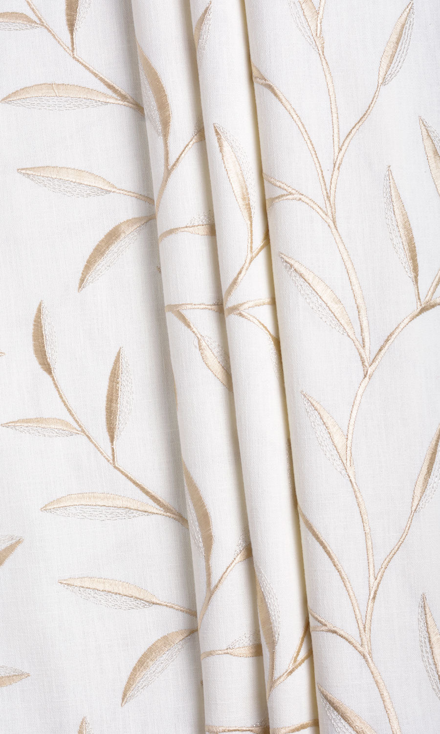 Floral Embroidery Fabric Sample for Roman Blinds & Shades (White/ Cream)